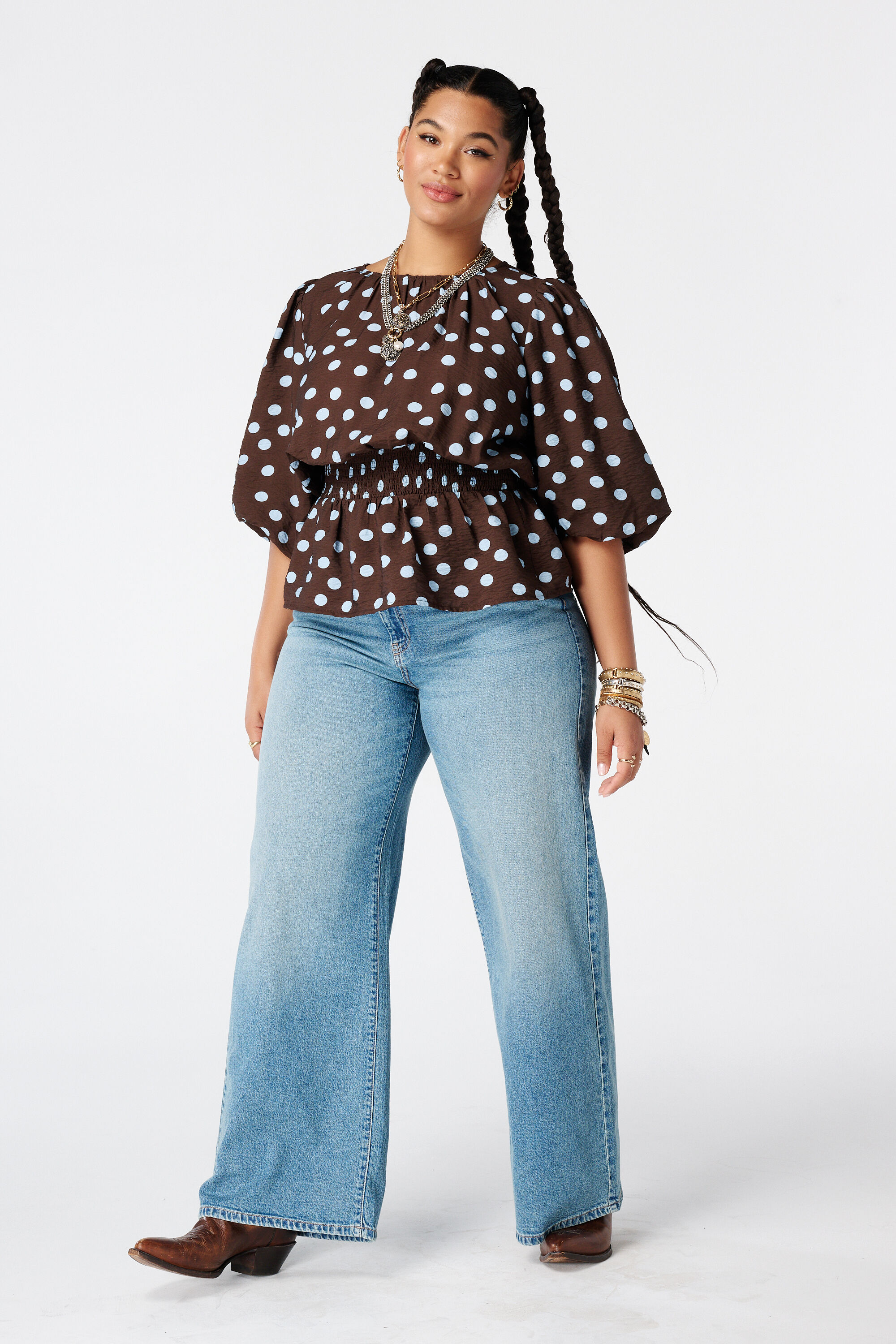 Blouse cintr&eacute;e &agrave; pois image number 5