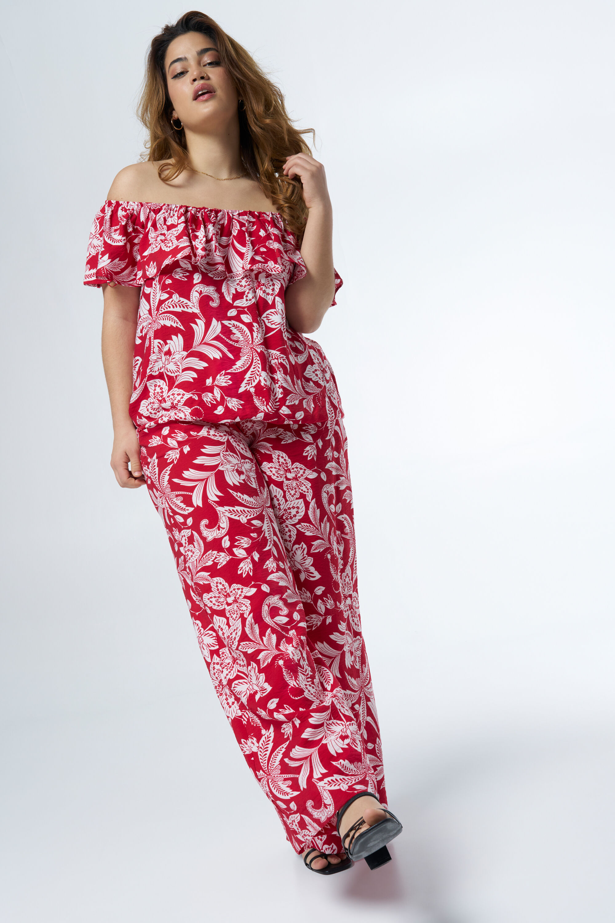 Haut &agrave; &eacute;paules ajour&eacute;es et &agrave; imprim&eacute; image number 6