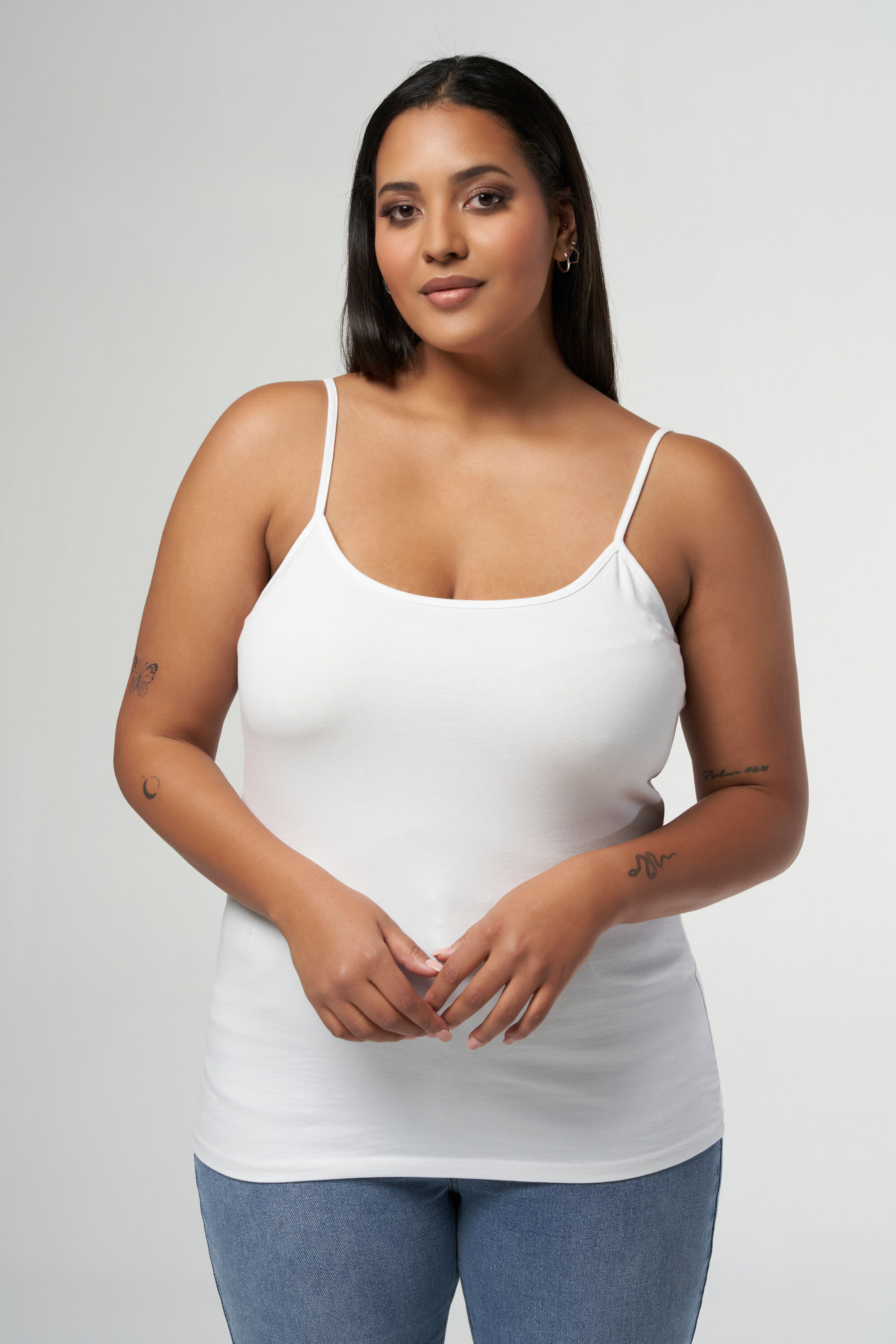 D&eacute;bardeur en coton avec bretelles spaghetti