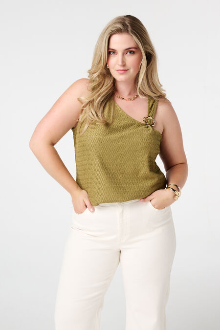 Top asymétrique avec détails décoratifs Top asymétrique avec détails décoratifs