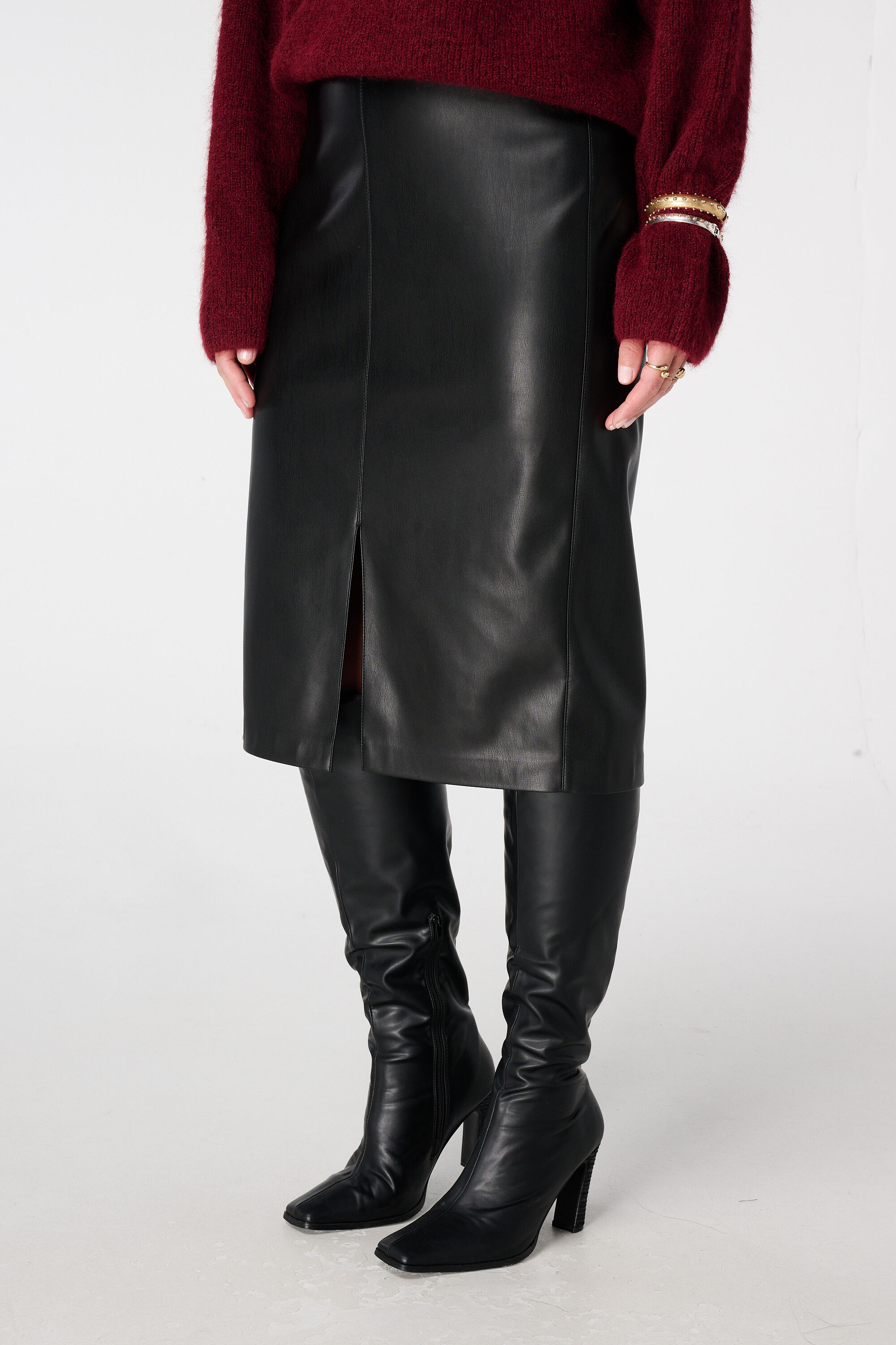 Jupe midi en simili cuir PU image number 5