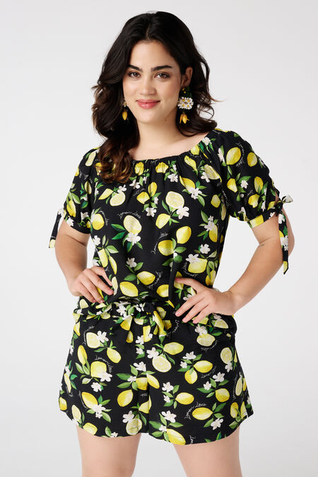 Blouse à épaules dénudées imprimée Blouse à épaules dénudées imprimée