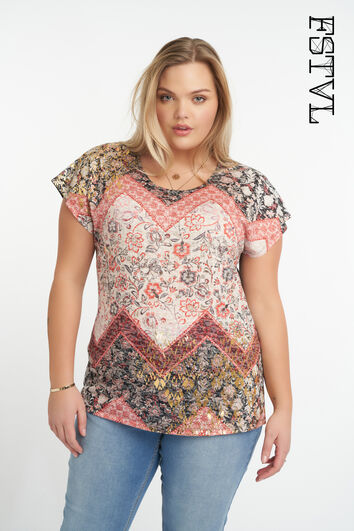 T-shirt avec imprim&eacute; color&eacute;