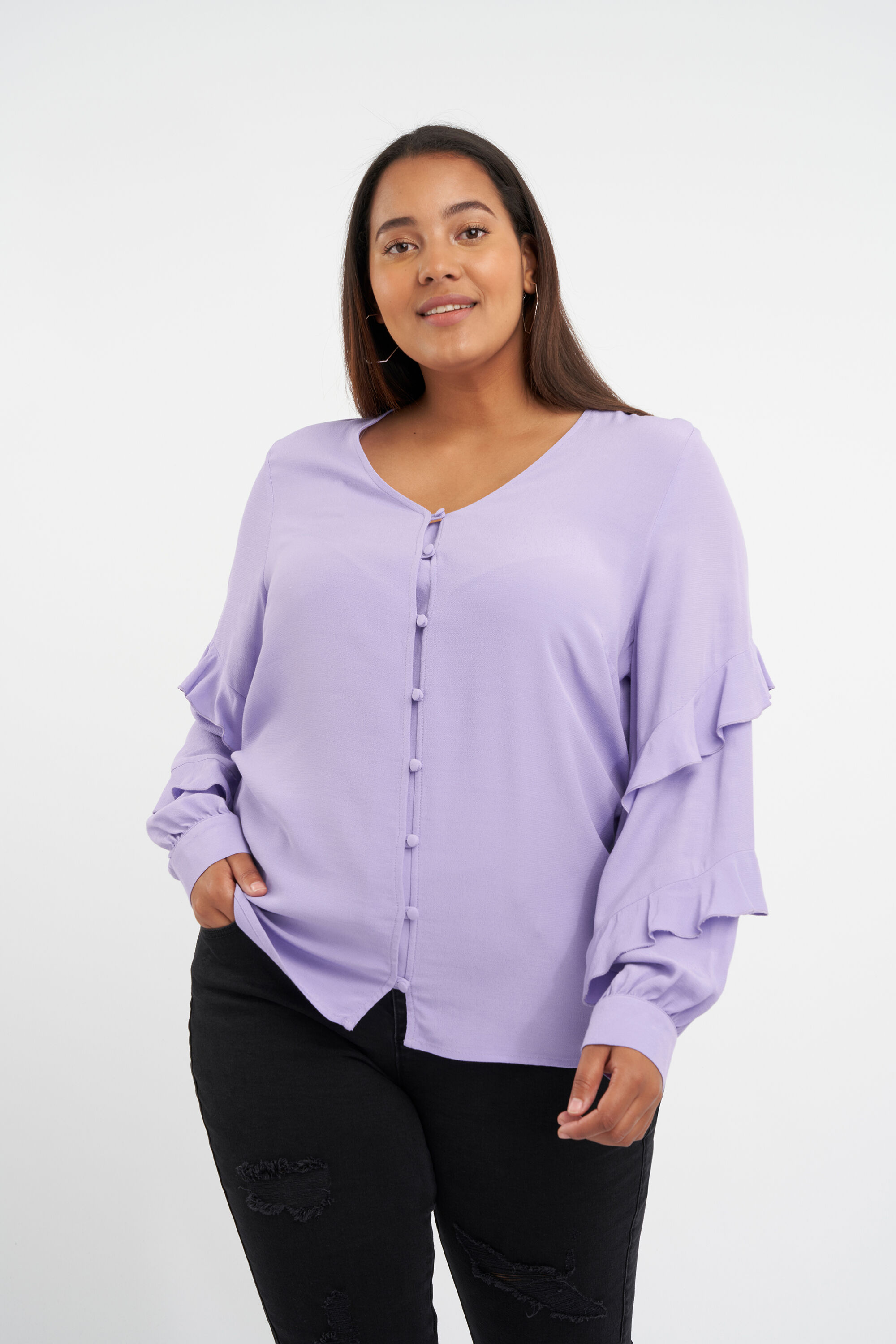 Chemisier avec manches &agrave; volants