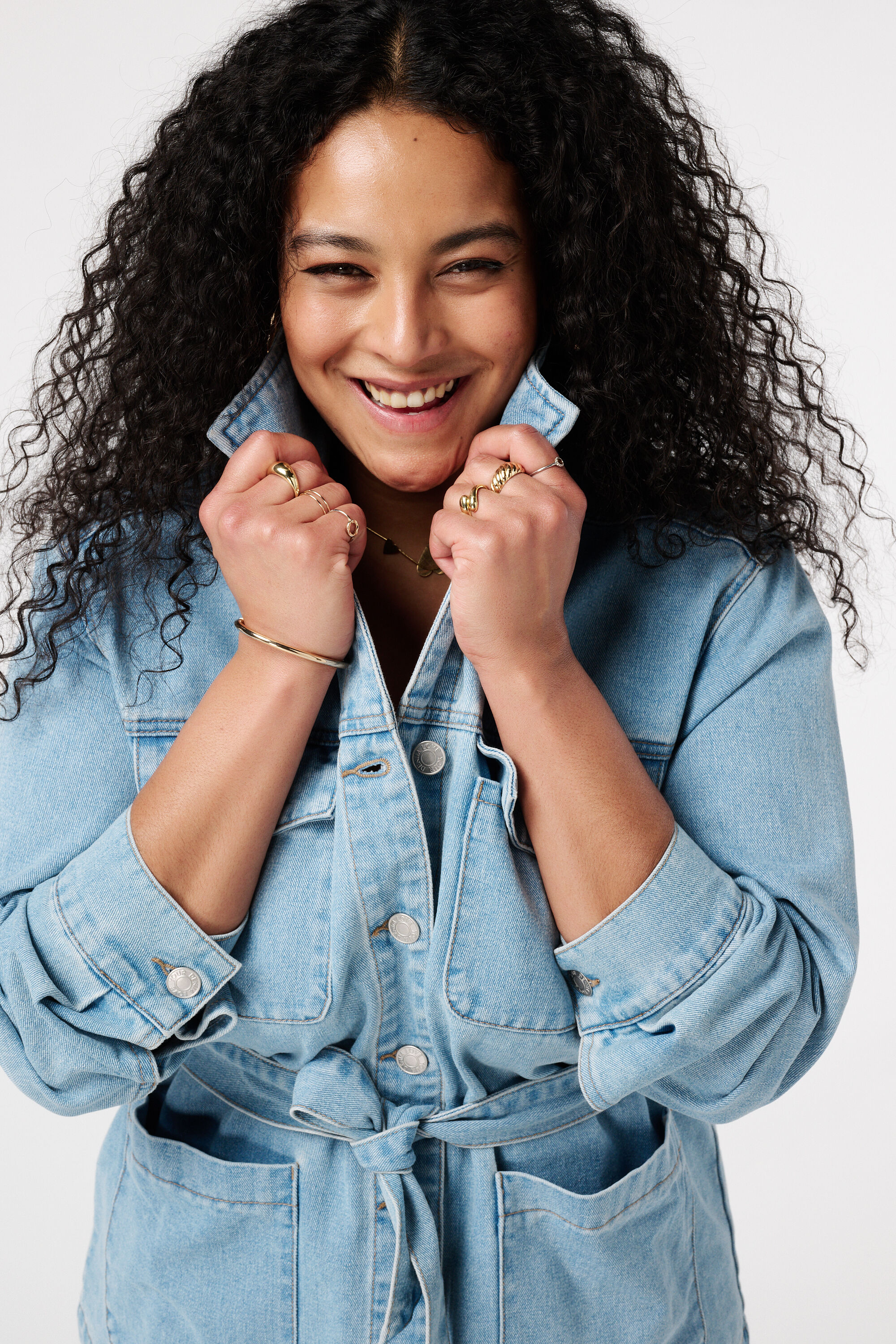 Veste en jean avec ceinture image number 4