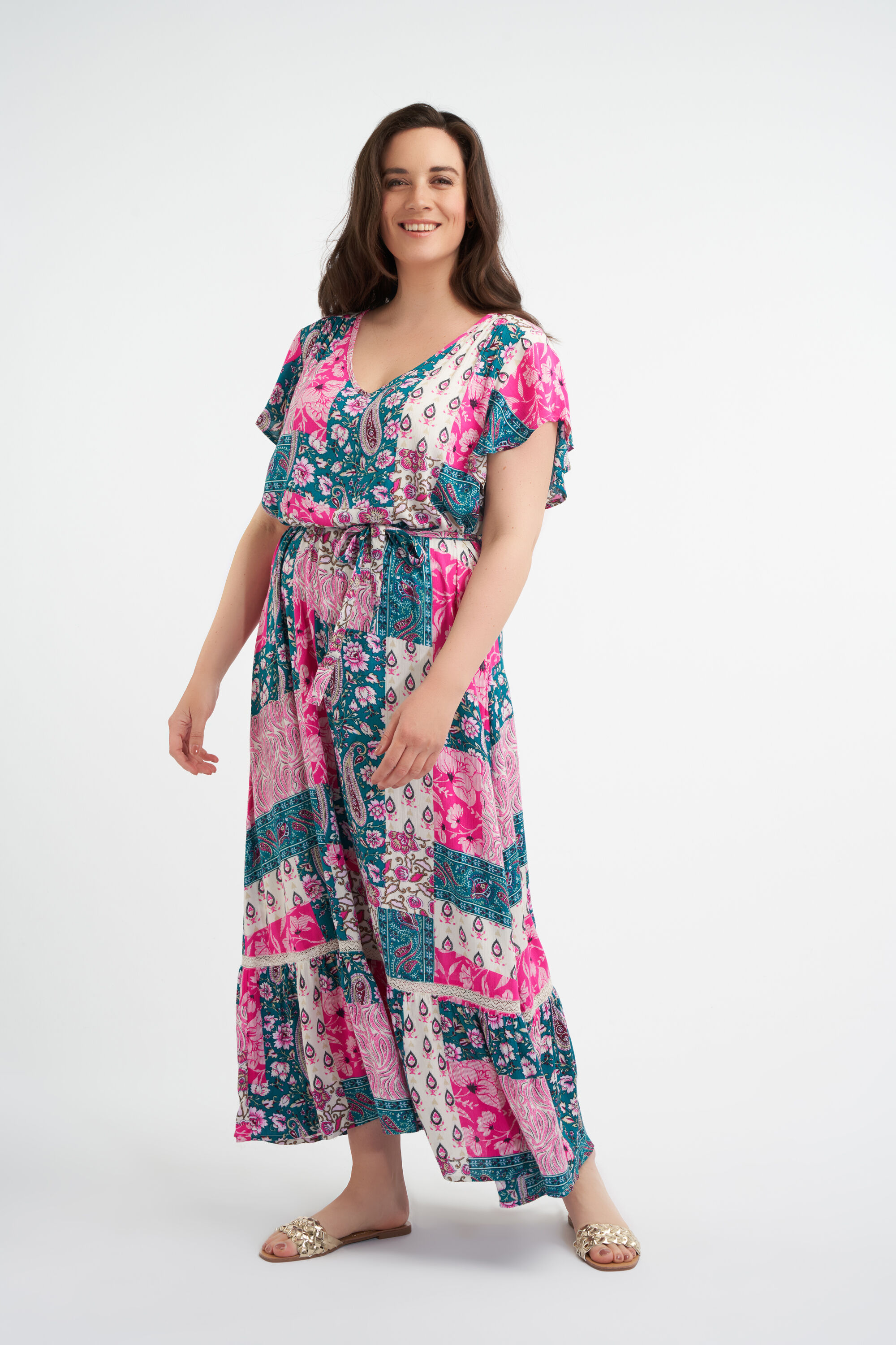 Longue robe &agrave; patchwork  image number 5