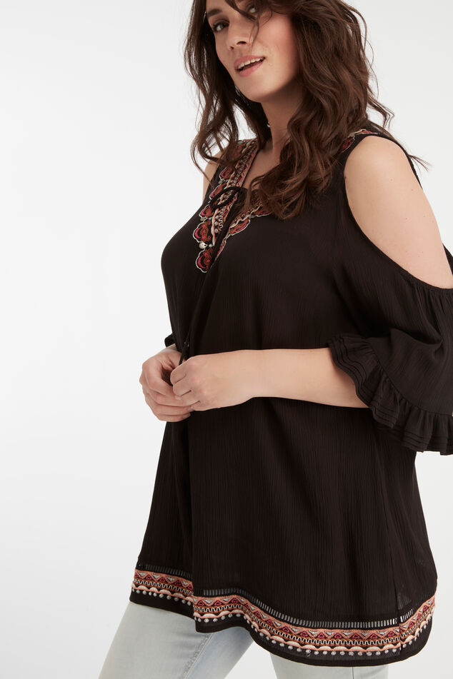 Chemisier à épaules ajourées et broderie image number 3