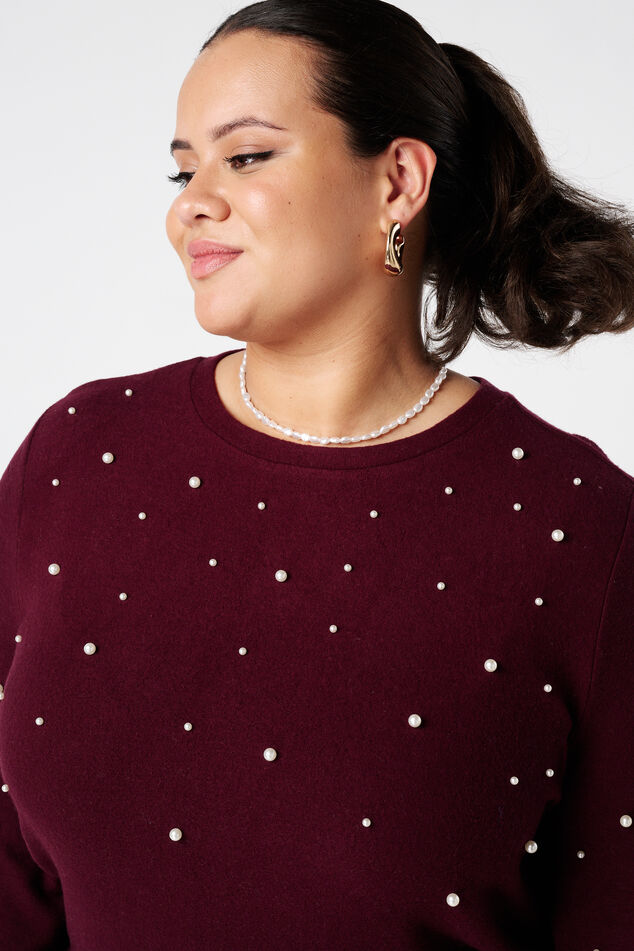 Pull brossé avec imprimé perle image number 4