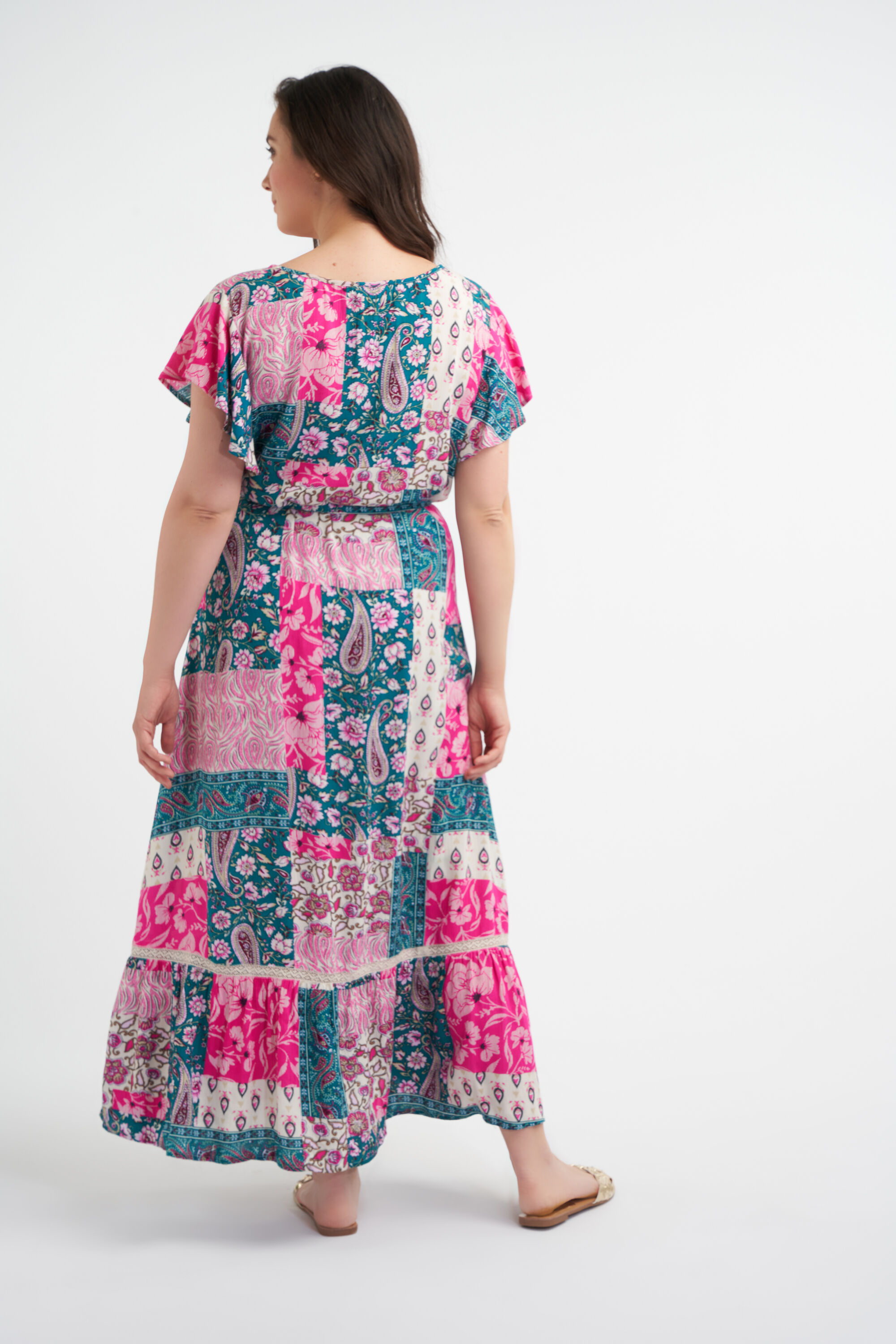 Longue robe &agrave; patchwork  image number 3