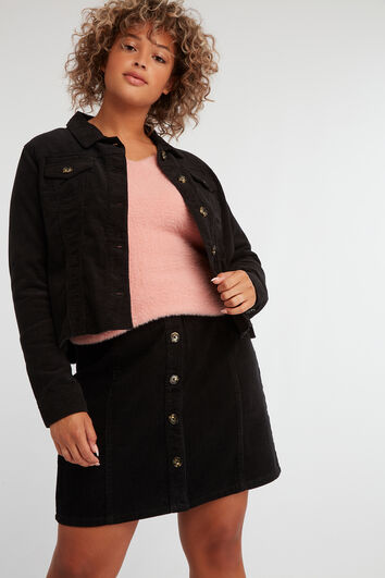 Jupe en velours c&ocirc;tel&eacute; 