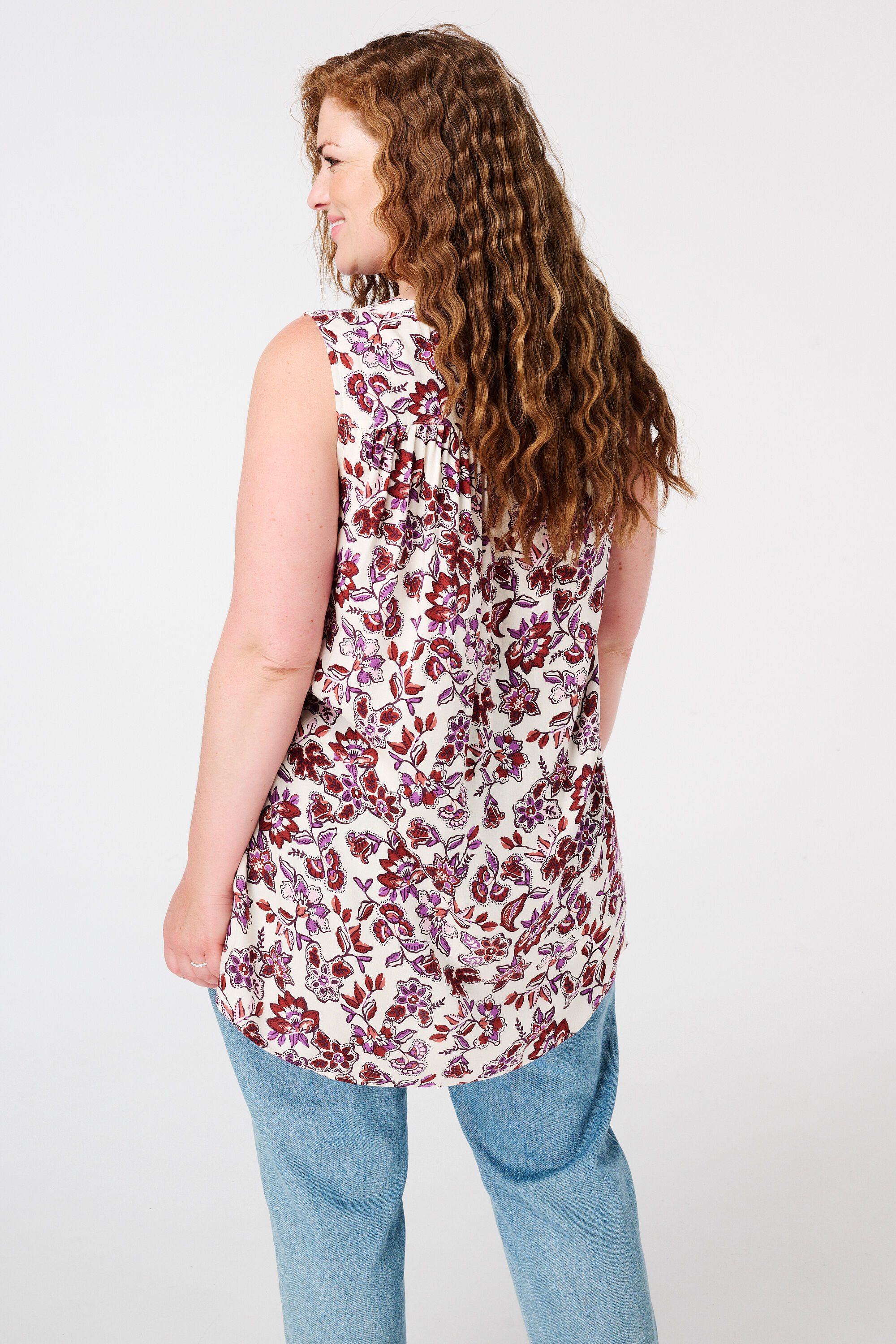 Haut avec col en V et &agrave; imprim&eacute; image number 3