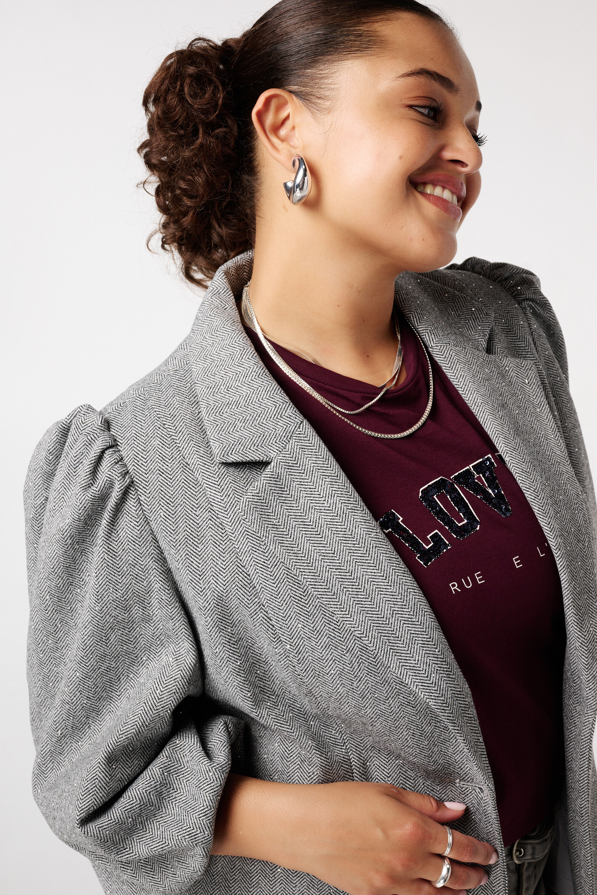 Blazer avec lurex et manches courtes bouffantes image number 4