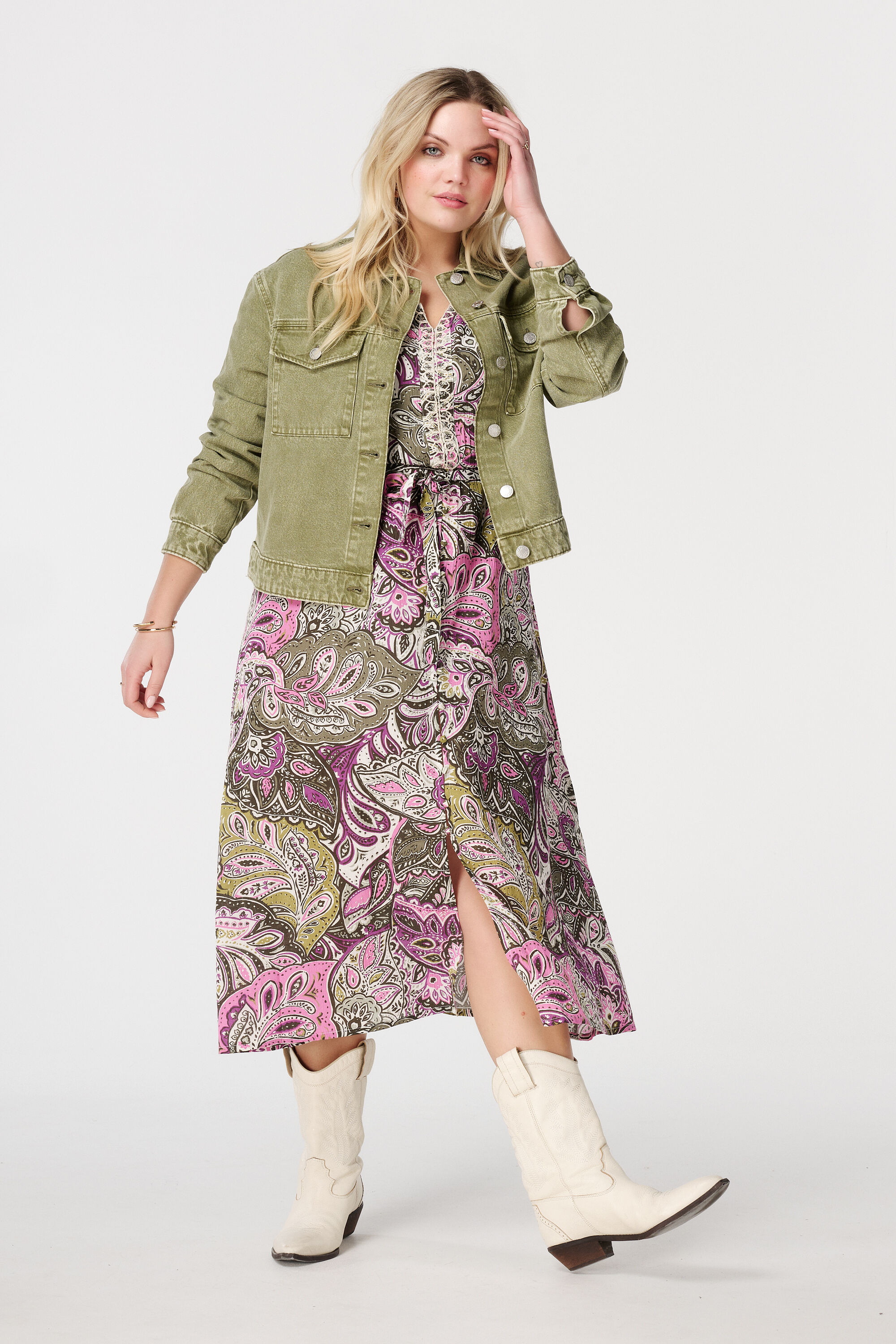 Veste en jean verte image number 5