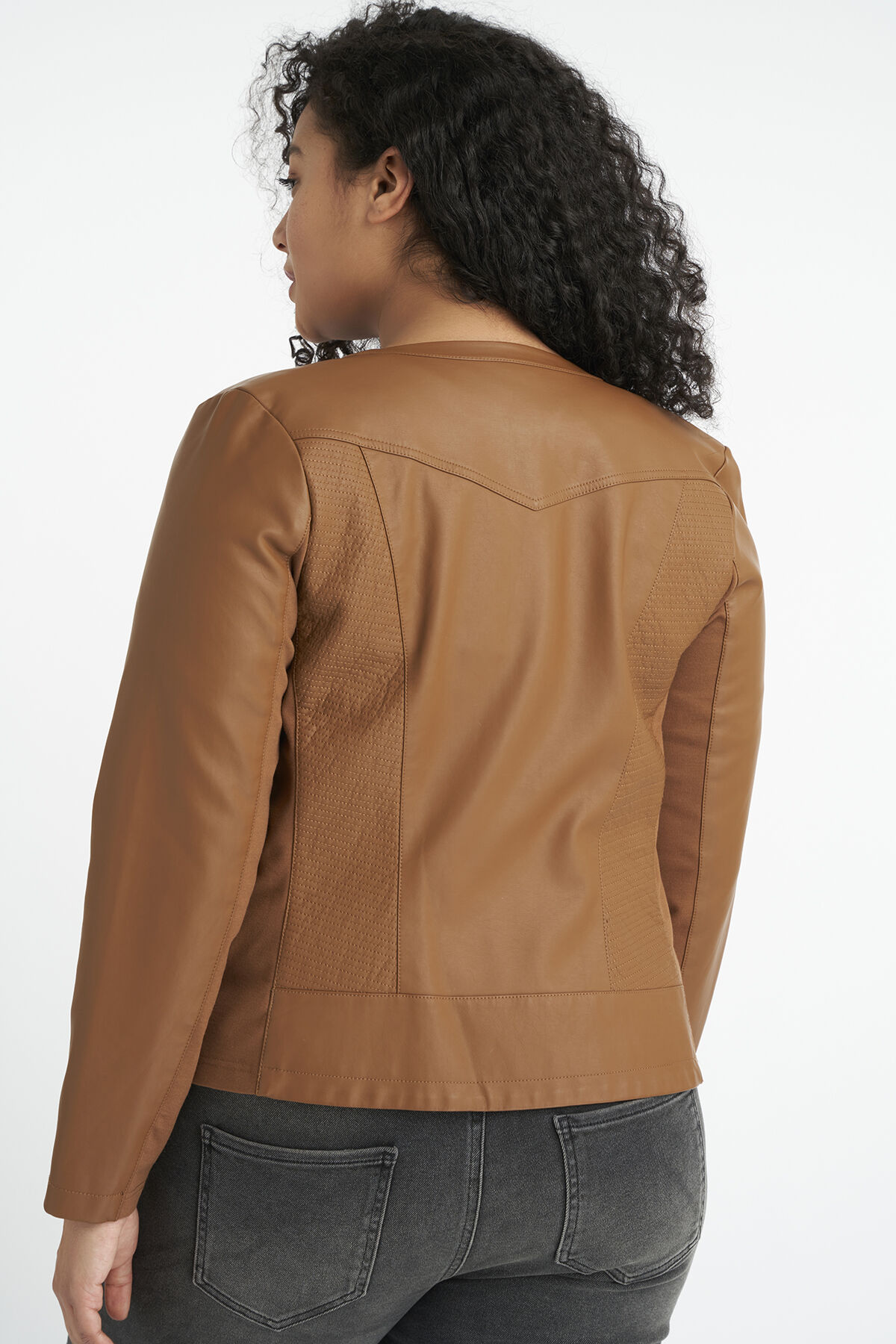 Veste motard en simili cuir &agrave; col rond image number 3