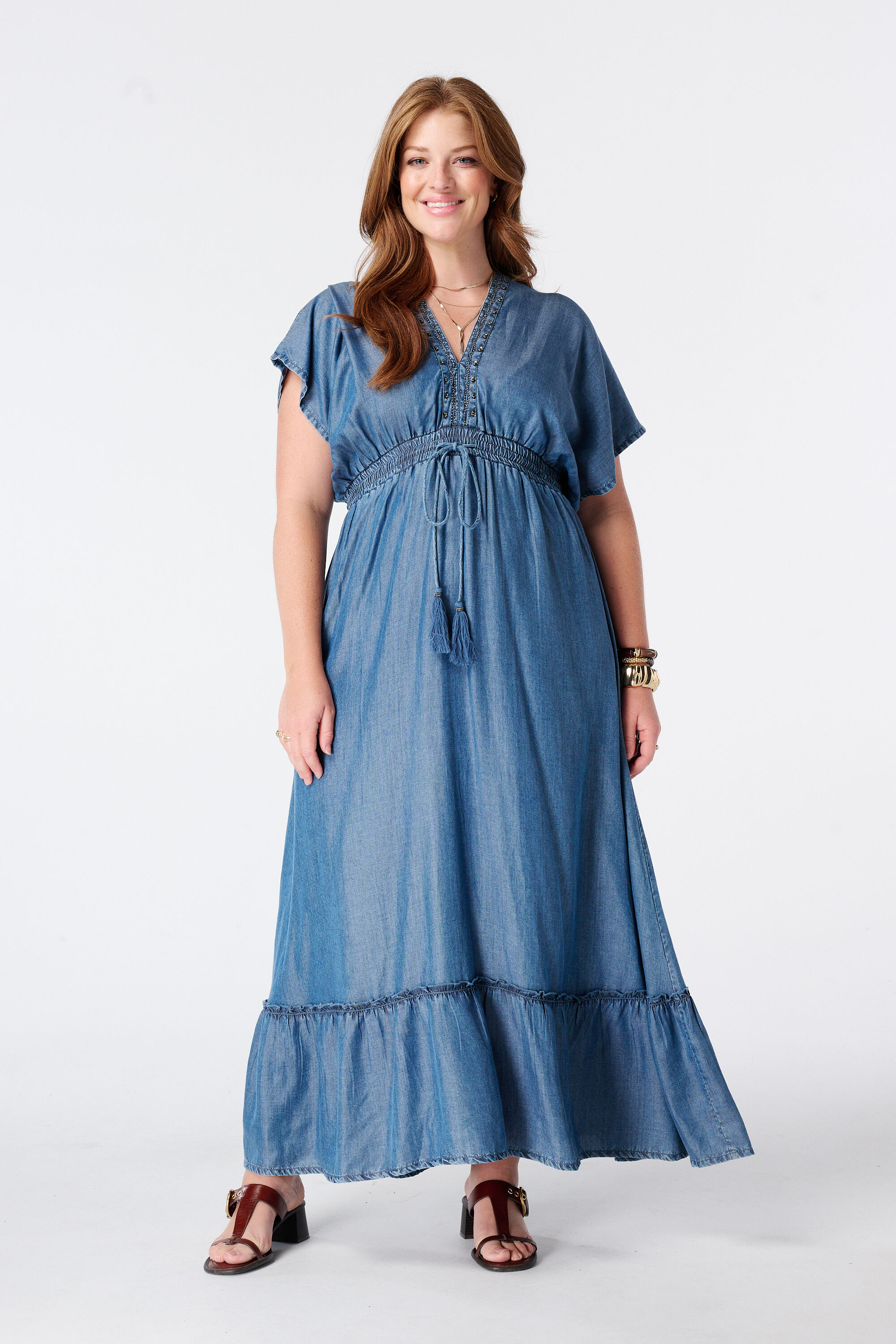 Robe maxi effet denim