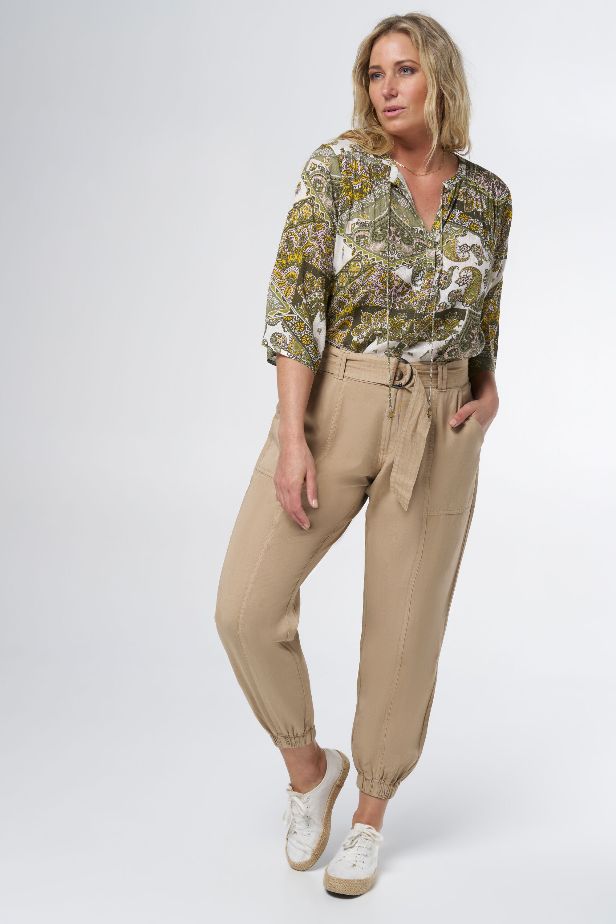 Femmes Pantalon avec ceinture MS Mode