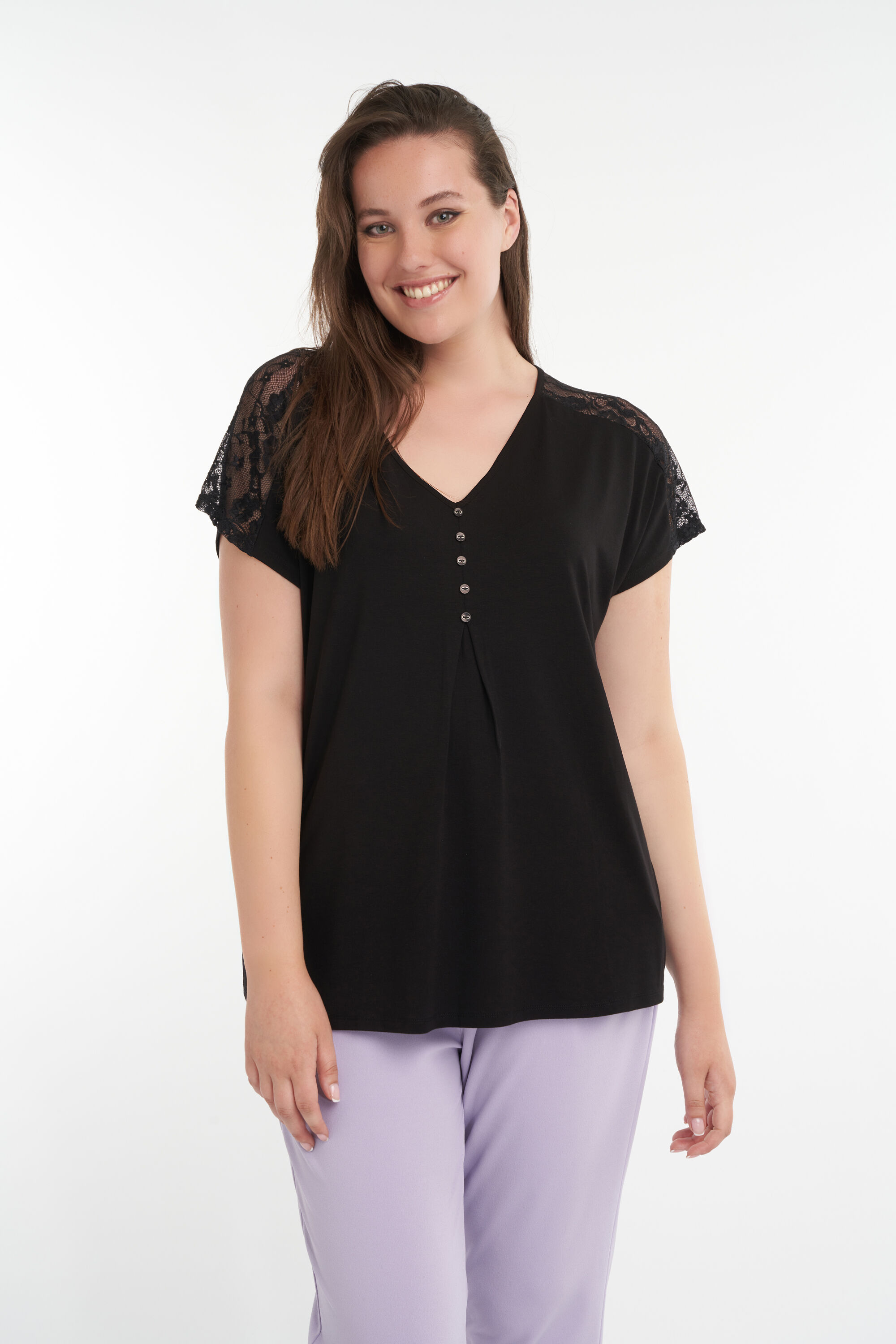 T-shirt &agrave; dentelle 