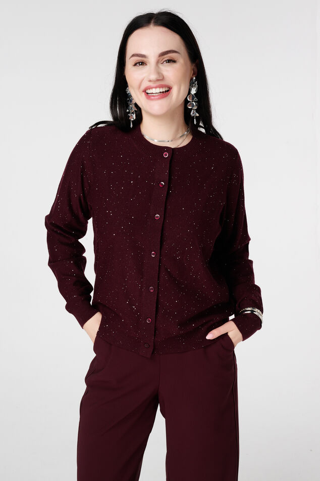 Cardigan finement tricoté avec mini paillettes image number 0