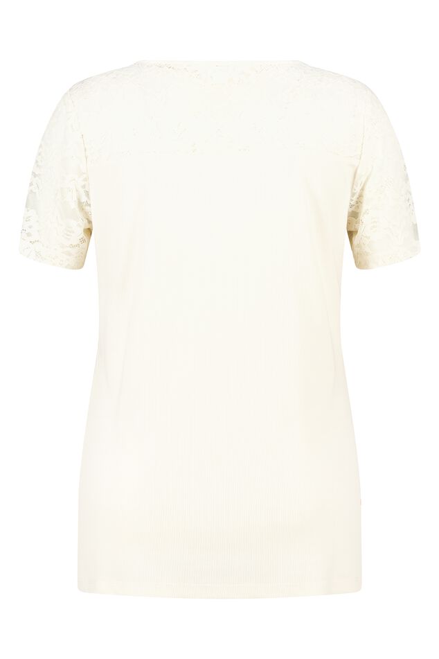 T-shirt côtelé avec dentelle image number 2