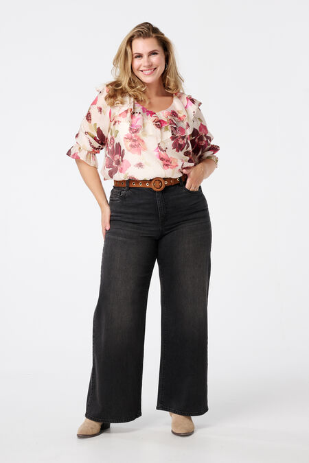 Jean à jambe large et taille haute Jean à jambe large et taille haute