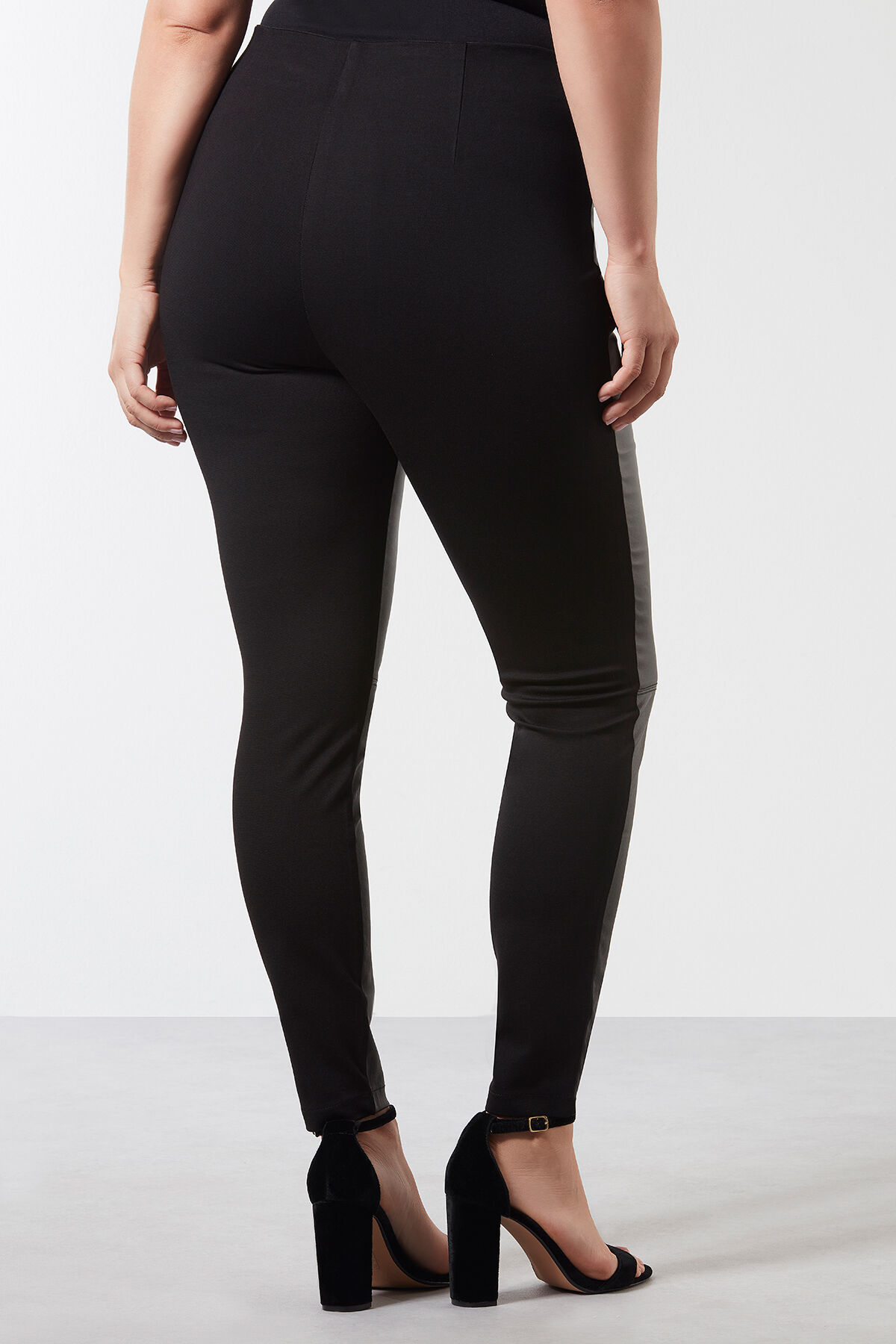 Femmes Leggings avec cuir synth tique sur le devant MS Mode