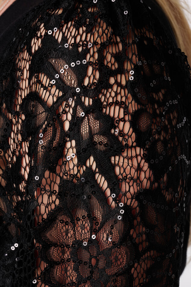 Pull à manches en dentelle et paillettes image number 6