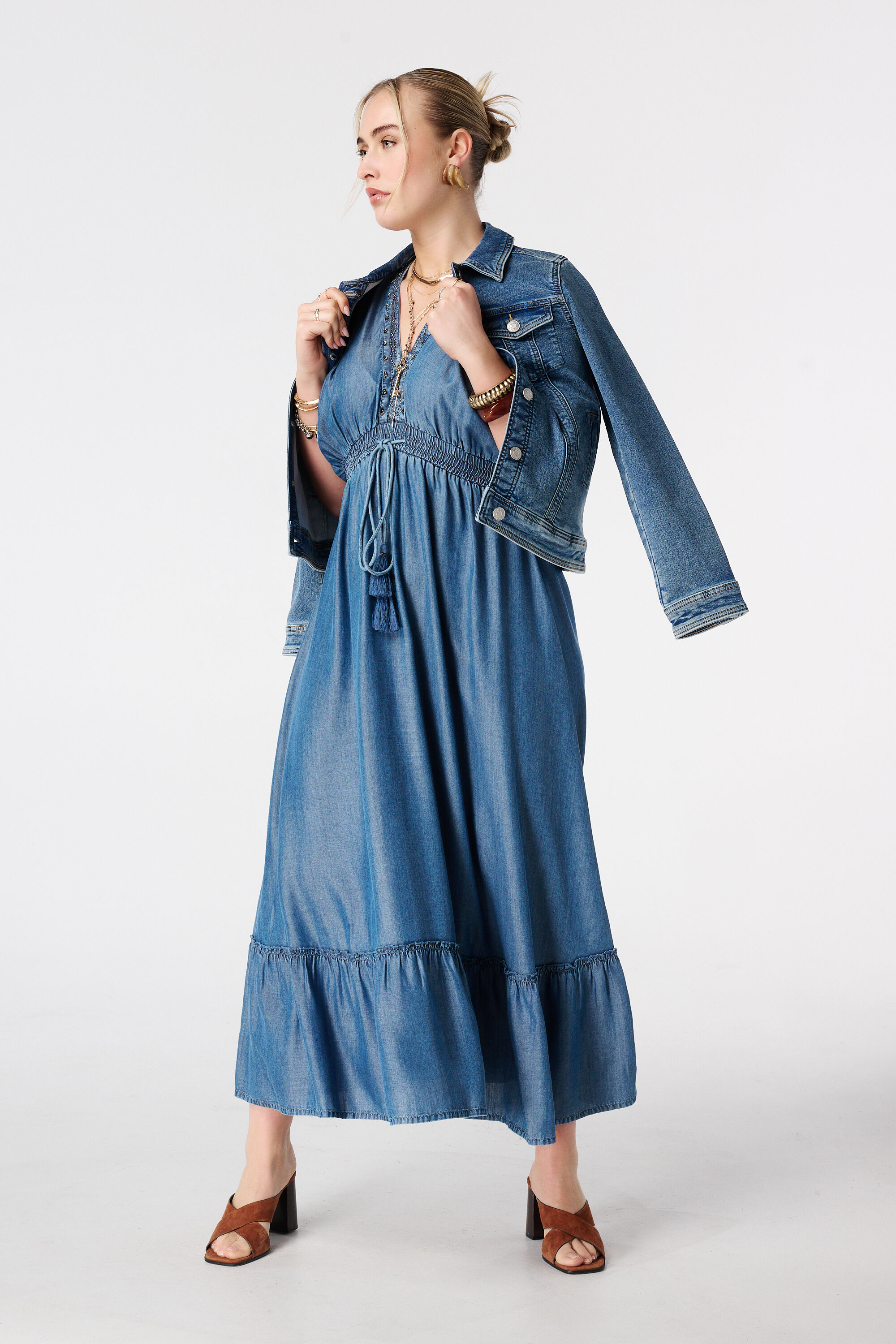 Robe maxi effet denim