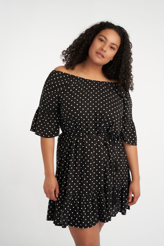 Robe imprimée à épaules dénudées image number 0