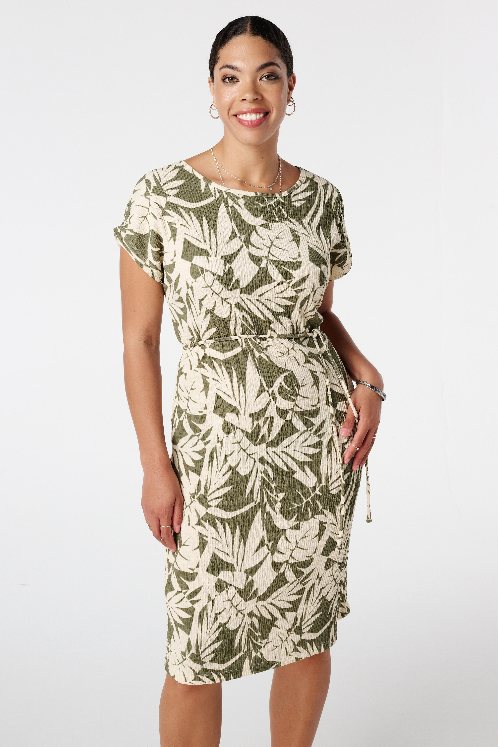 Robe midi imprim&eacute;e avec cordon image number 5