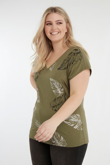 T-shirt avec imprim&eacute; botanique m&eacute;tallis&eacute;