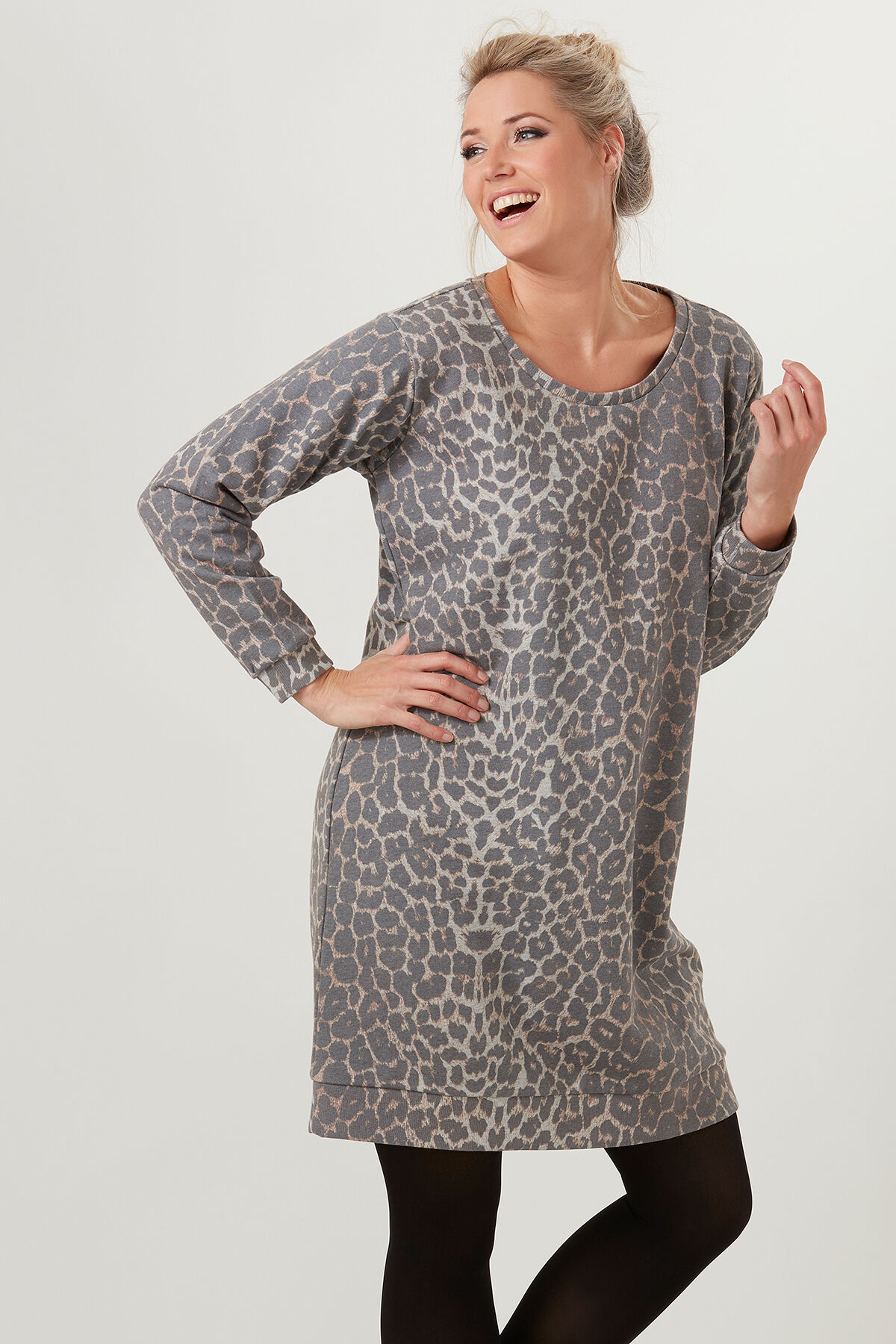 Femmes Robe pull avec imprime leopard MS Mode