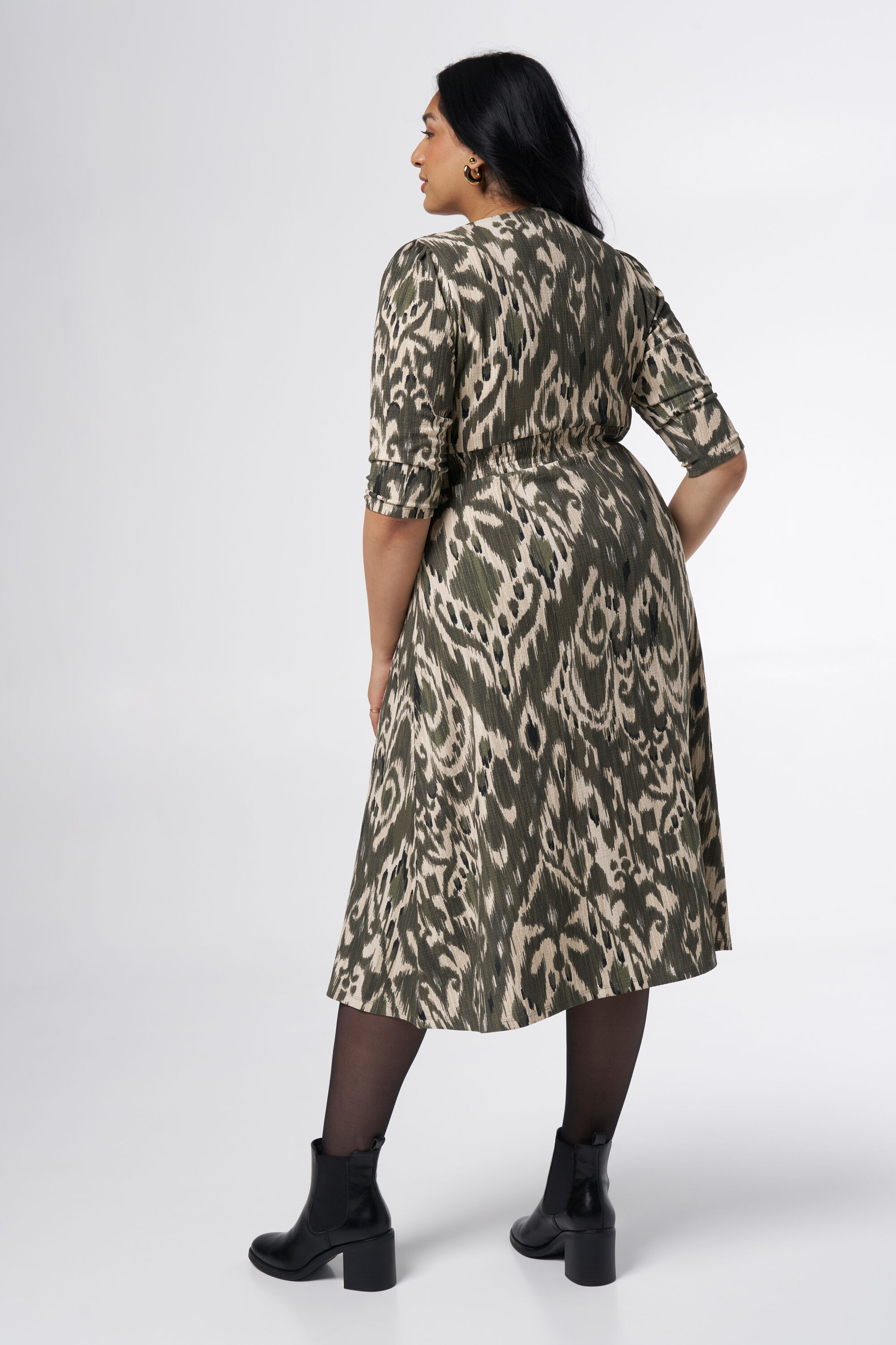 Robe midi structur&eacute;e &agrave; imprim&eacute; image number 3