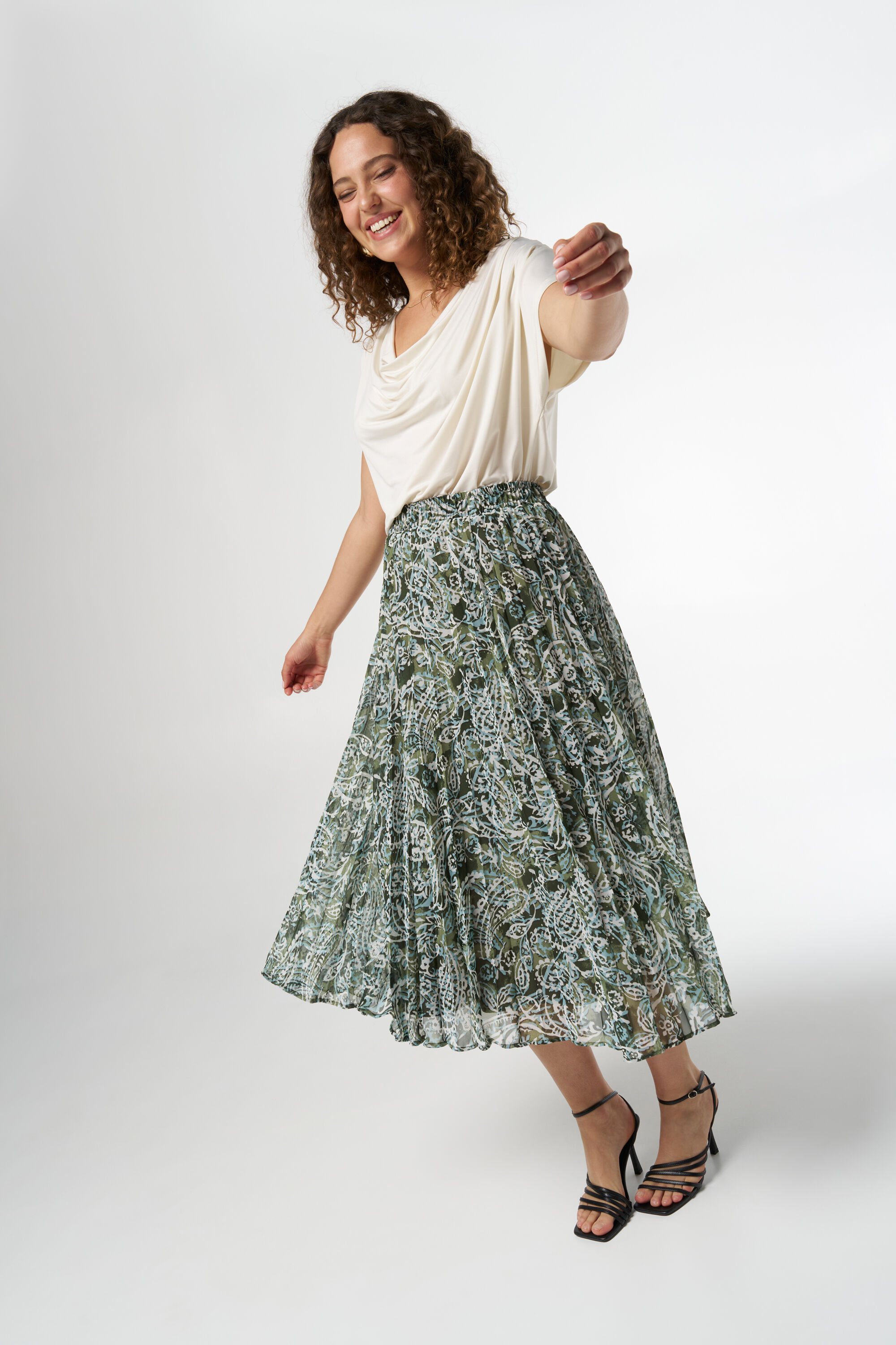Femmes Jupe plissee a imprime cachemire MS Mode
