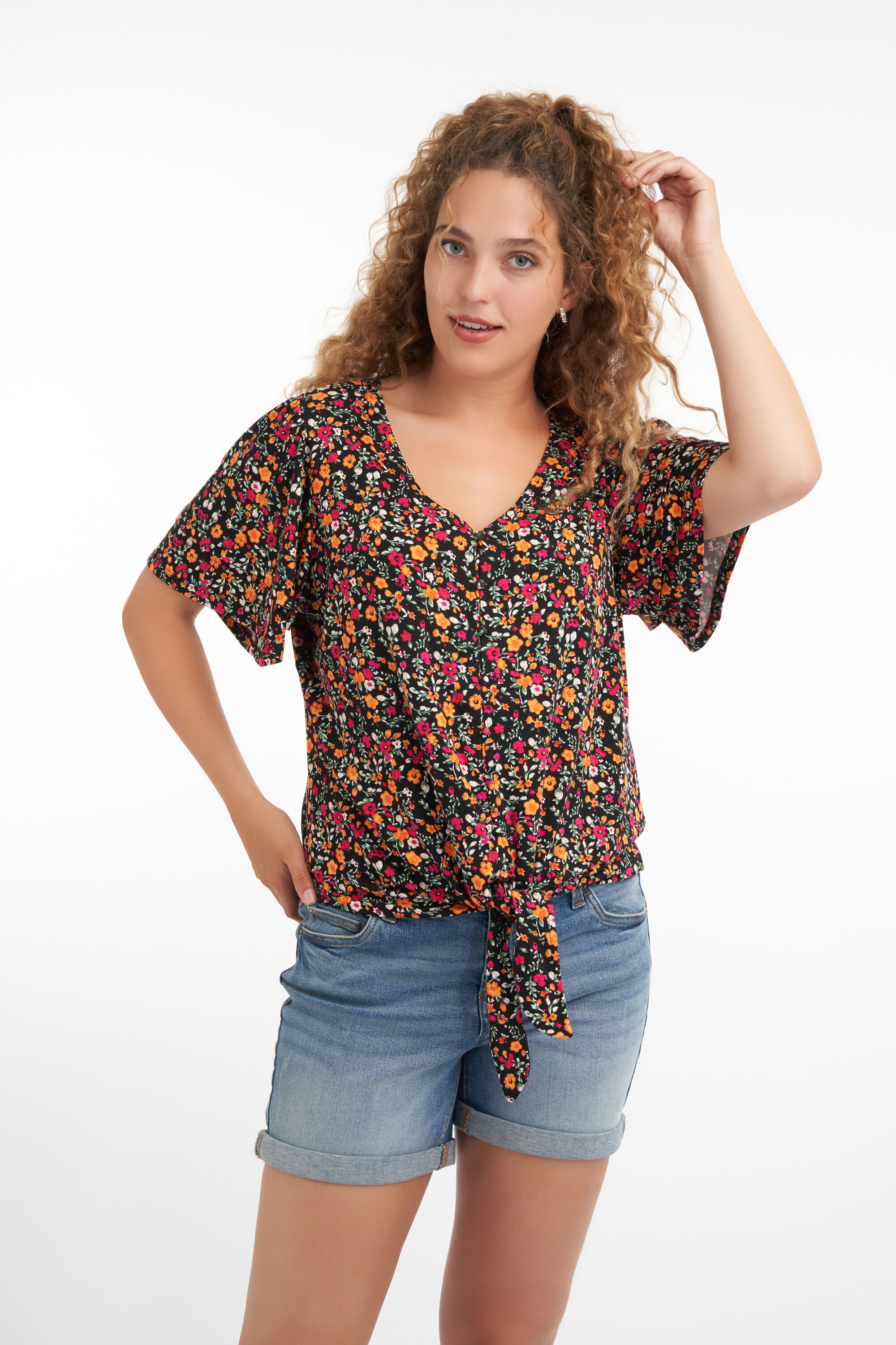 Haut &agrave; imprim&eacute; avec volant