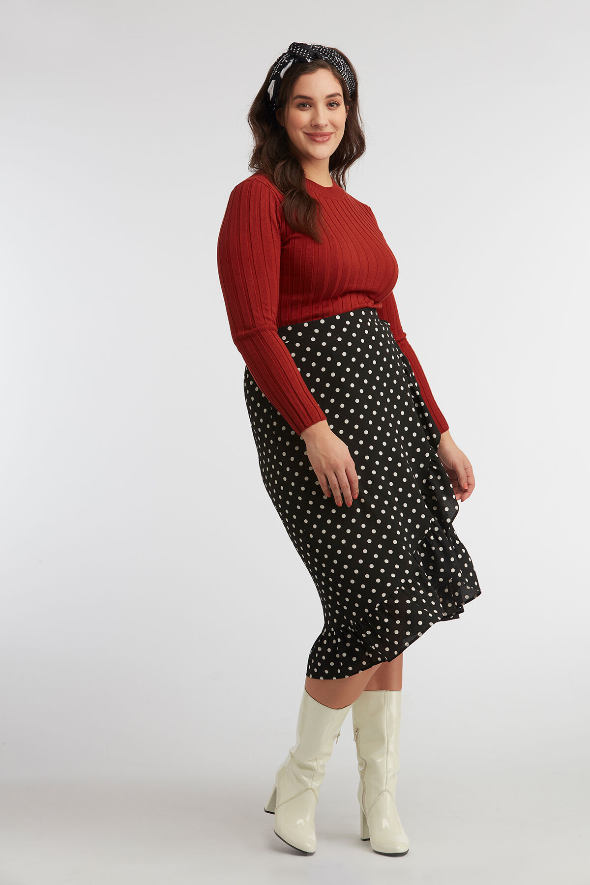 Jupe portefeuille &agrave; pois image number 3