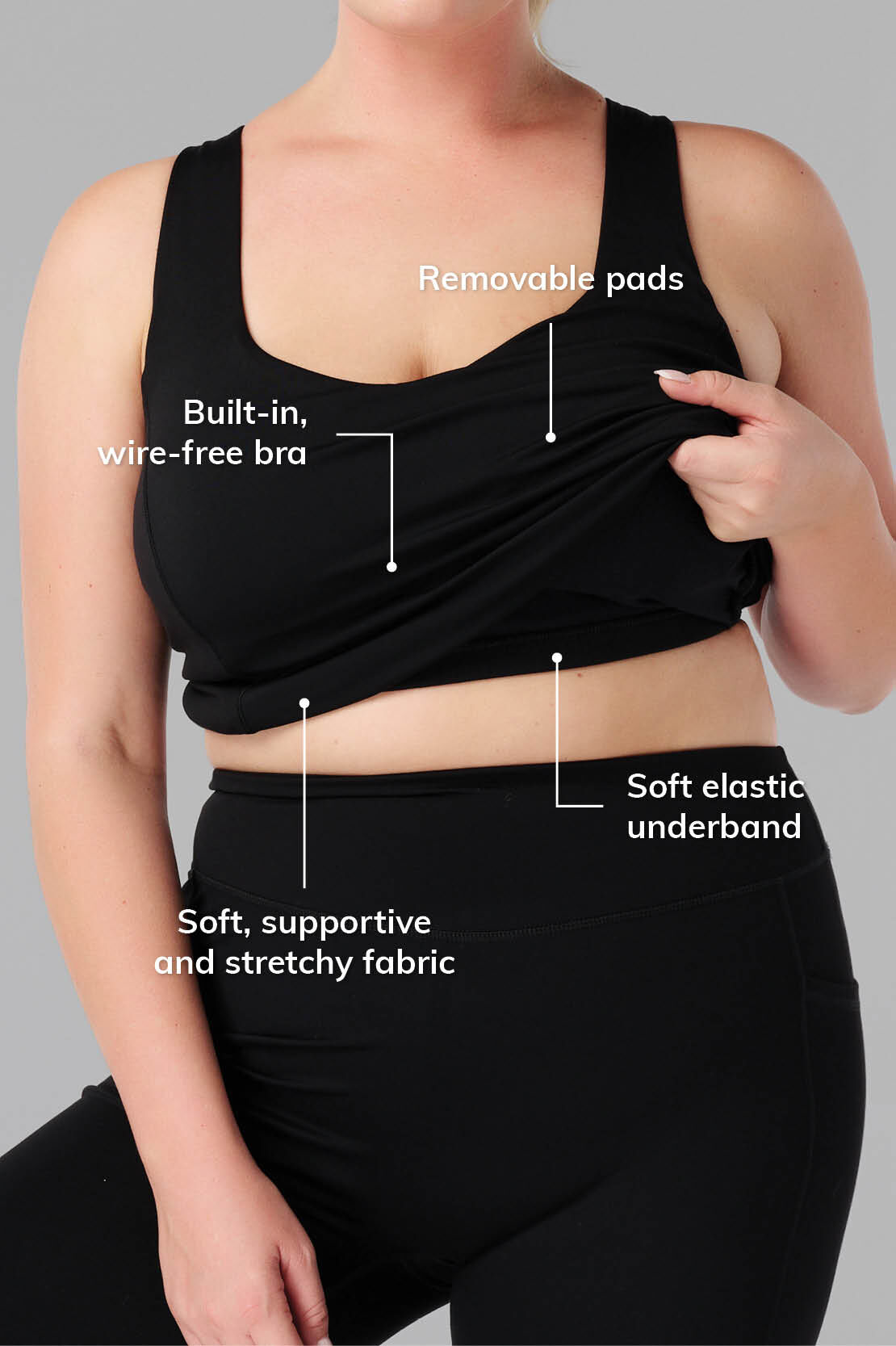 D&eacute;bardeur de sport avec soutien gorge int&eacute;gr&eacute; image number 1