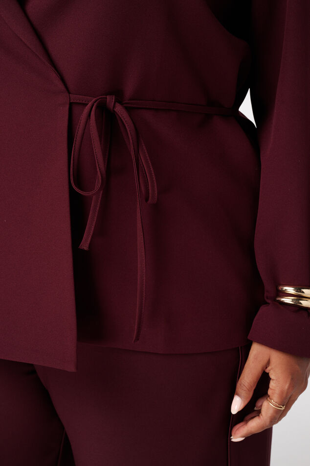 Blazer à revers avec ceinture à nouer image number 6