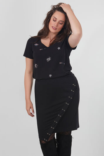 T-shirt en lurex avec perles