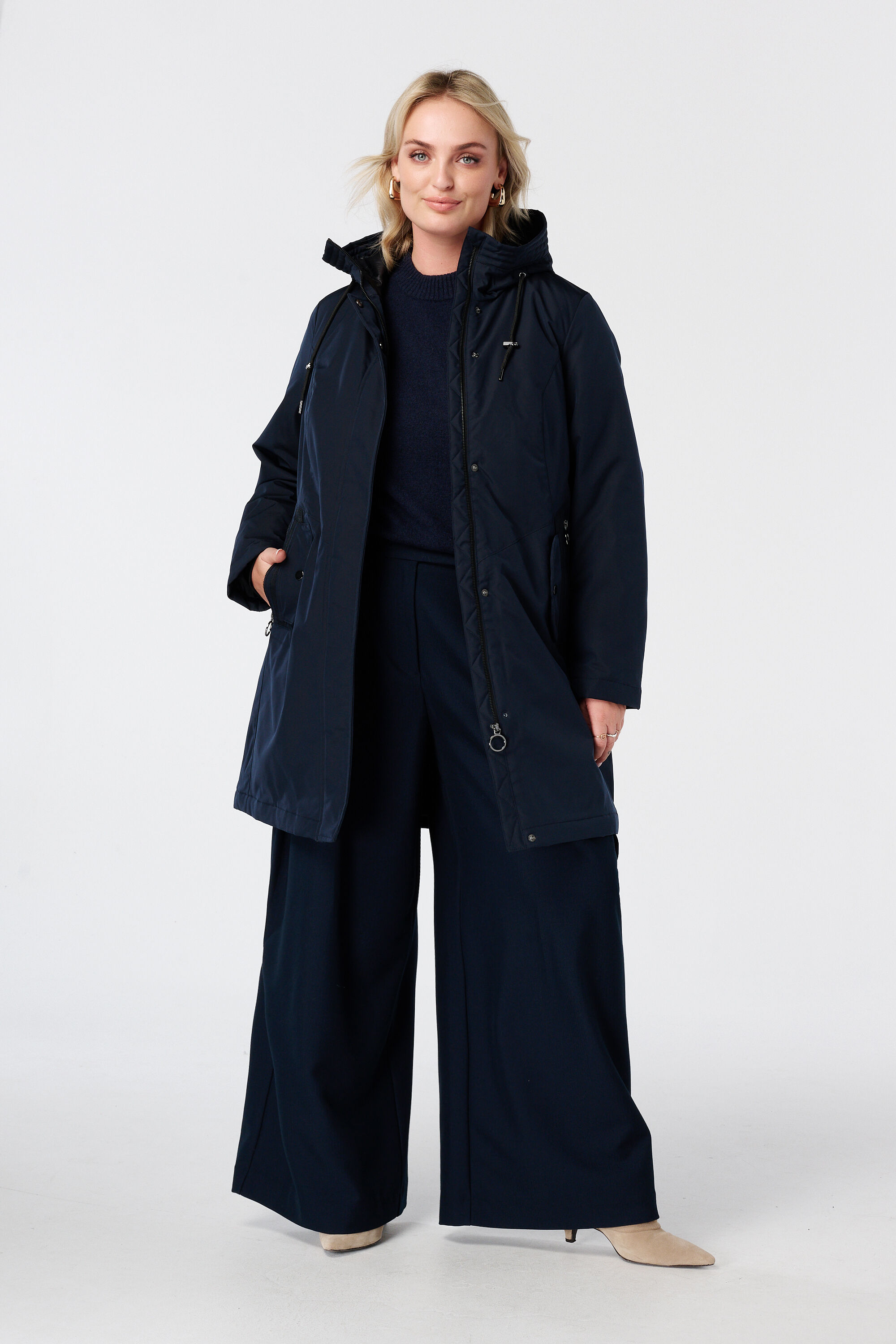 Manteau long doubl&eacute; avec capuche image number 5