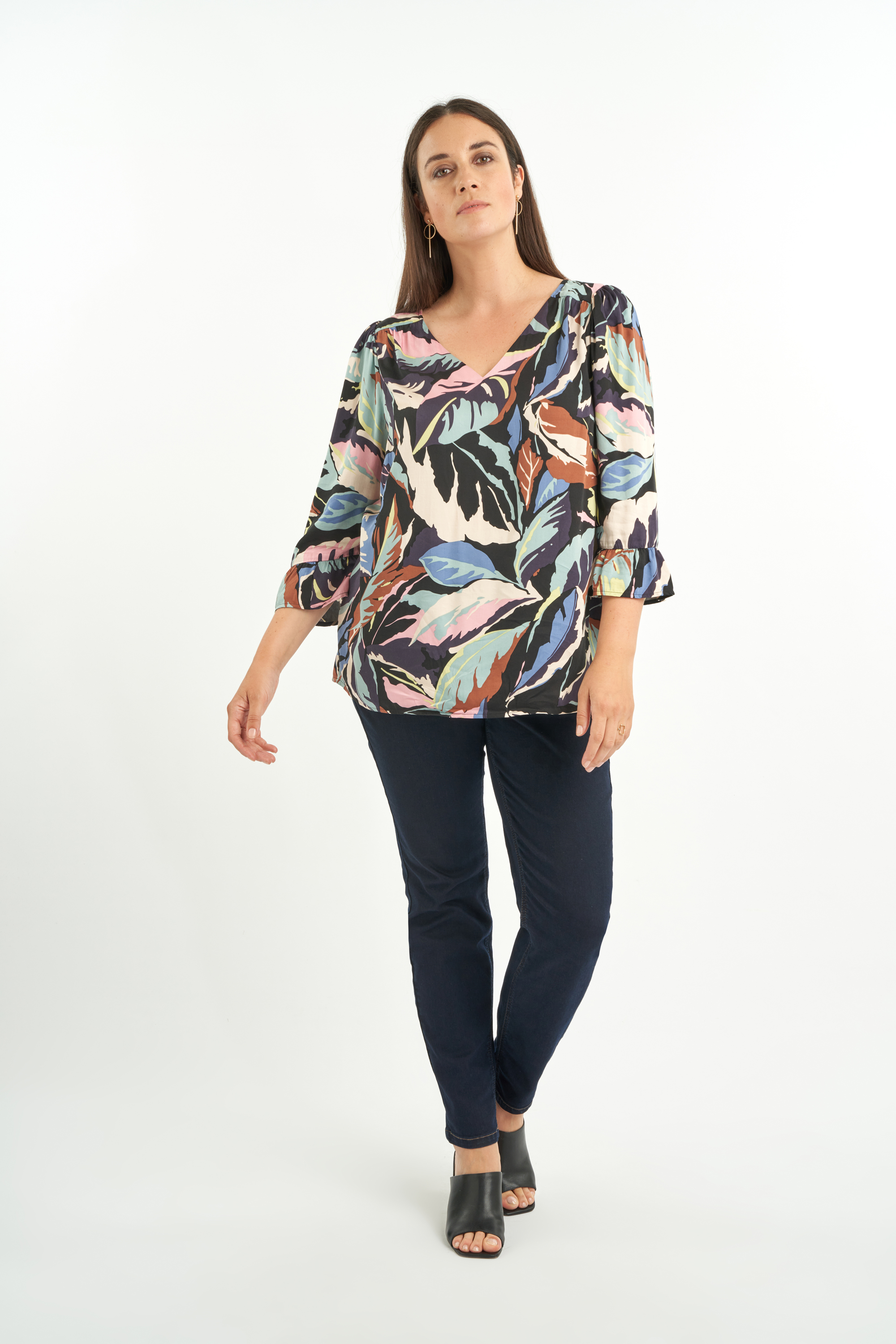 Chemisier &agrave; imprim&eacute; de feuilles image number null