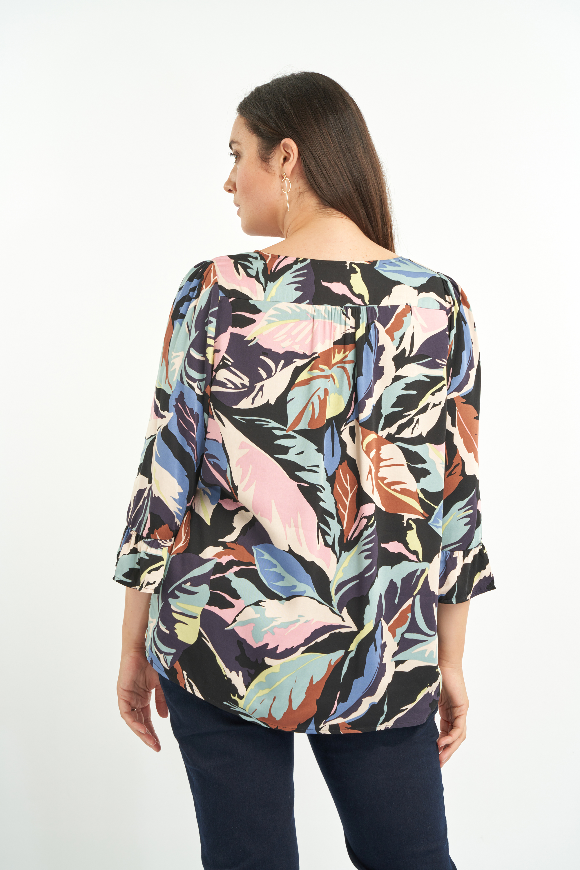 Chemisier &agrave; imprim&eacute; de feuilles image number null