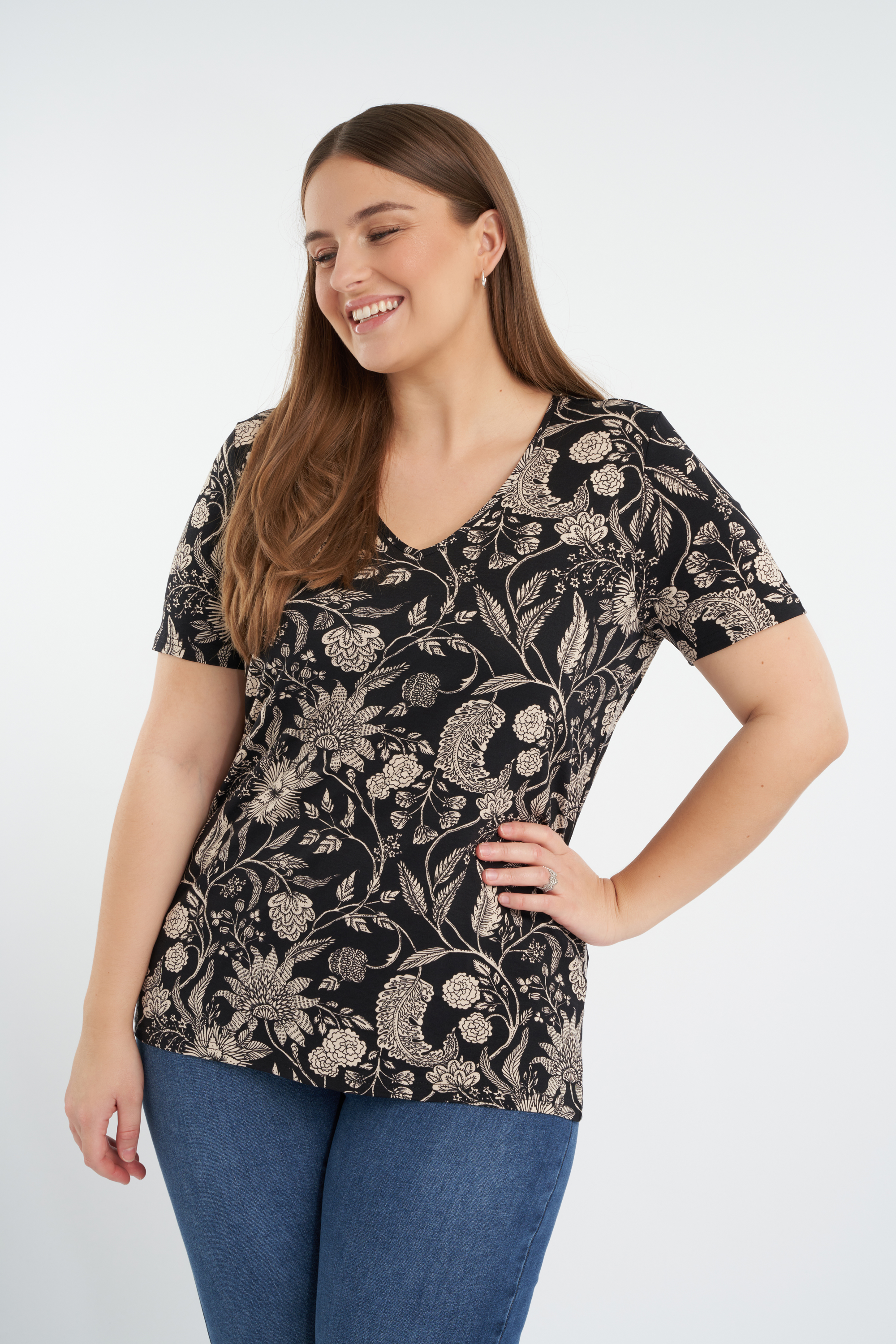 T-shirt avec col en V image number null