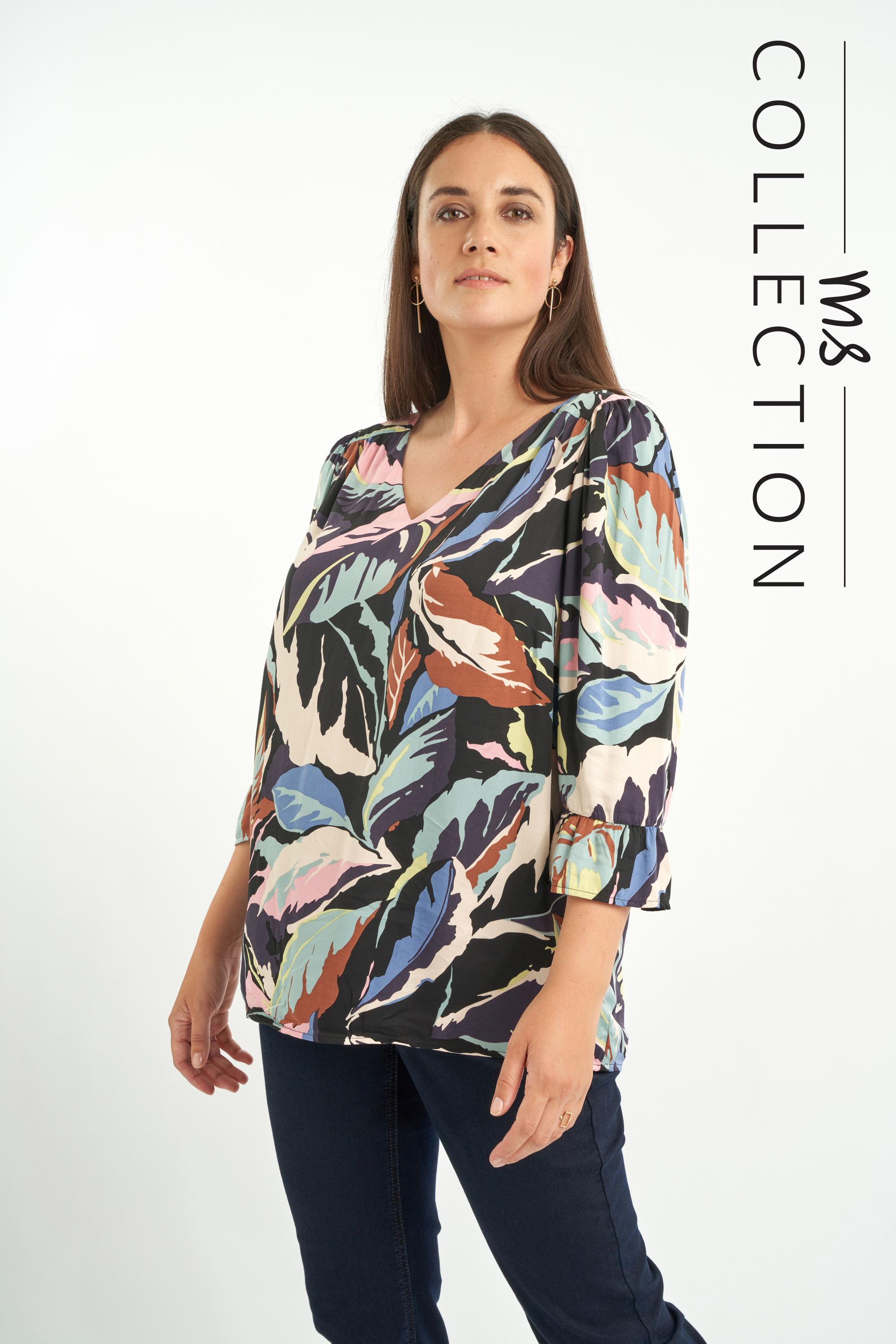 Chemisier &agrave; imprim&eacute; de feuilles image number null