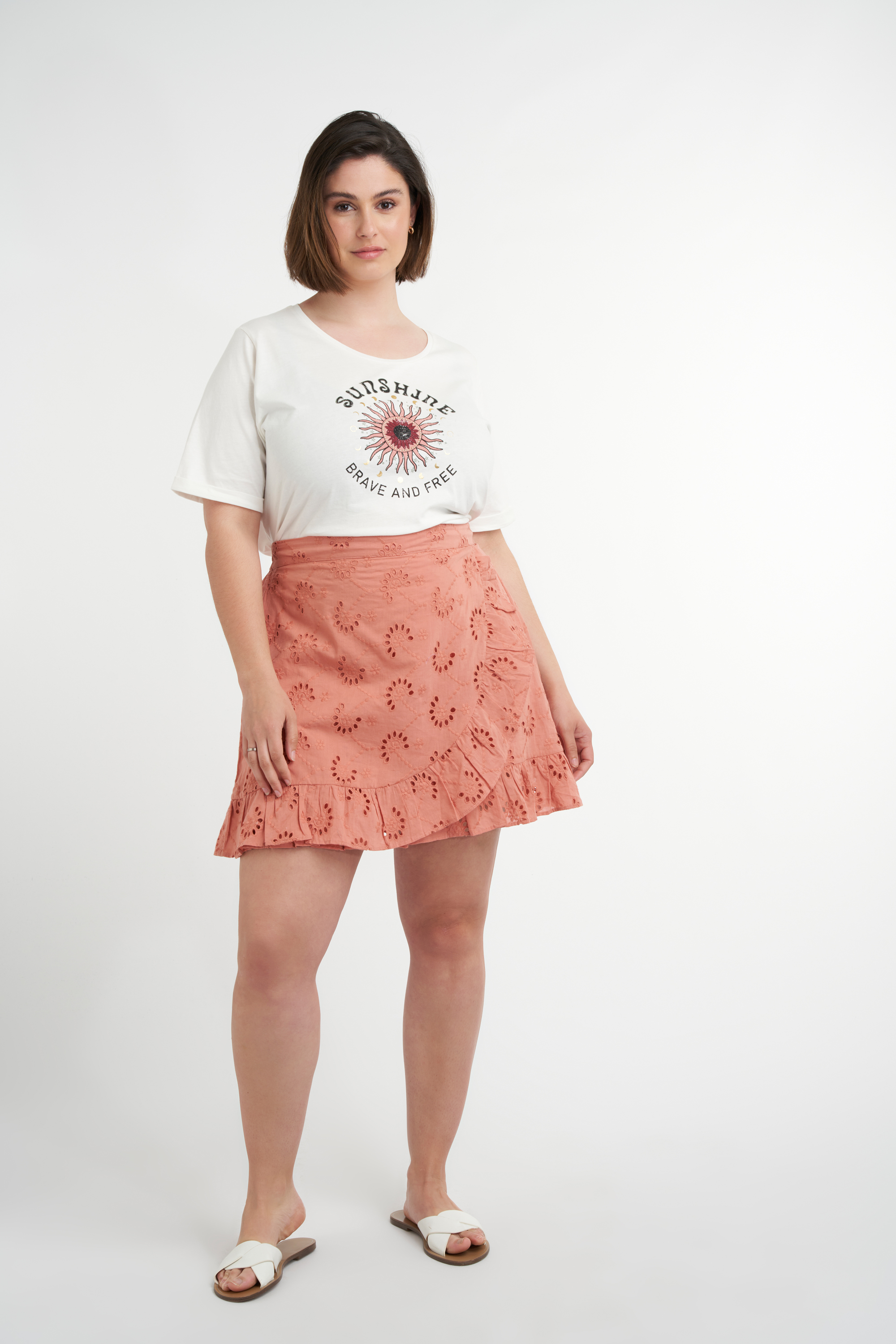 Femmes Jupe short avec broderie anglaise MS Mode