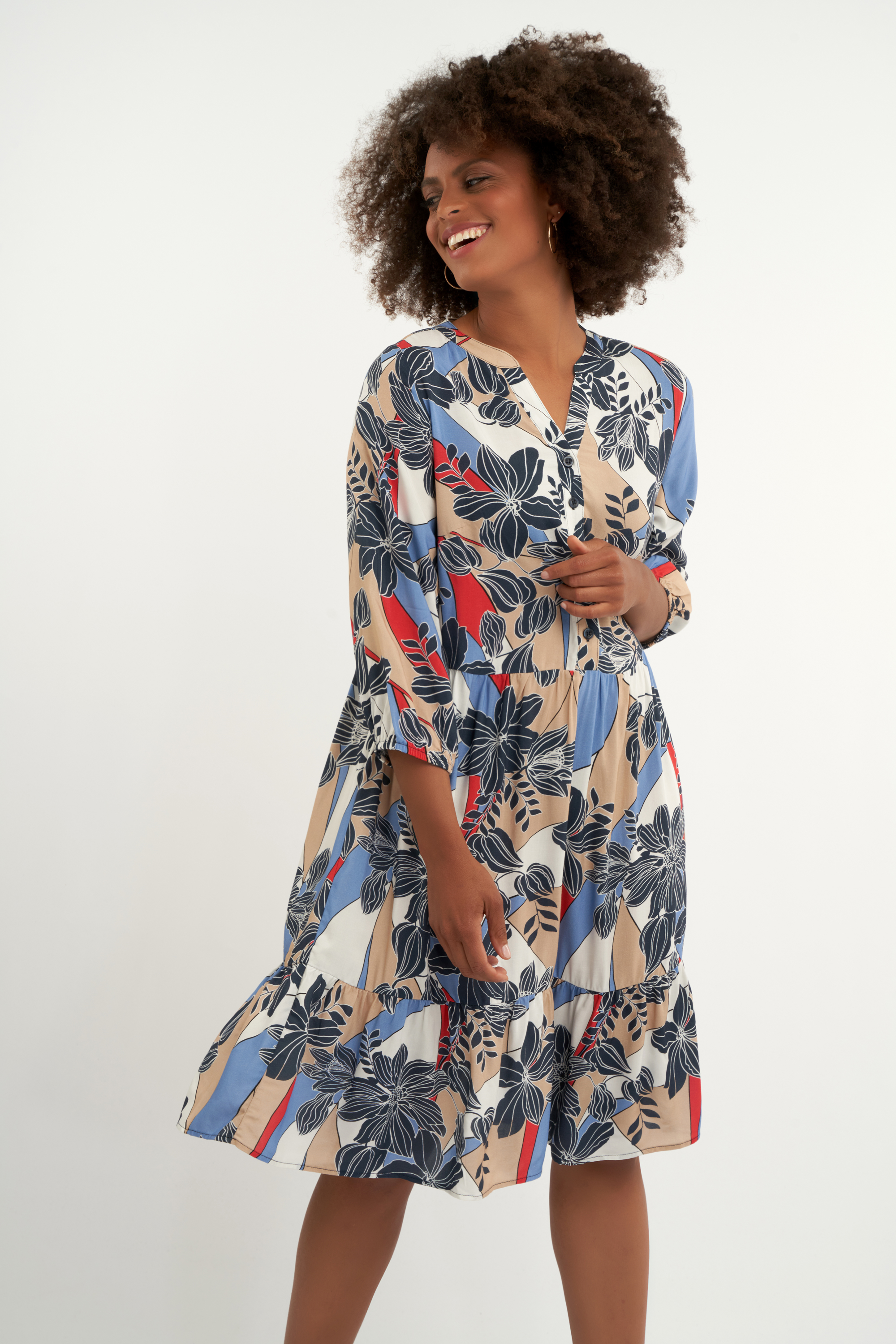 Robe coupe trap&egrave;ze &agrave; imprim&eacute;  image number null